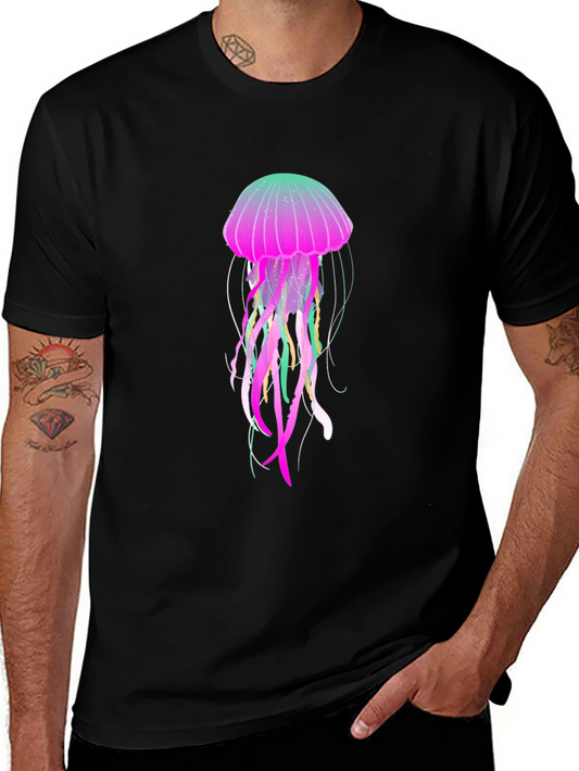 Neon Jellyfish Graphic Black T-Shirt