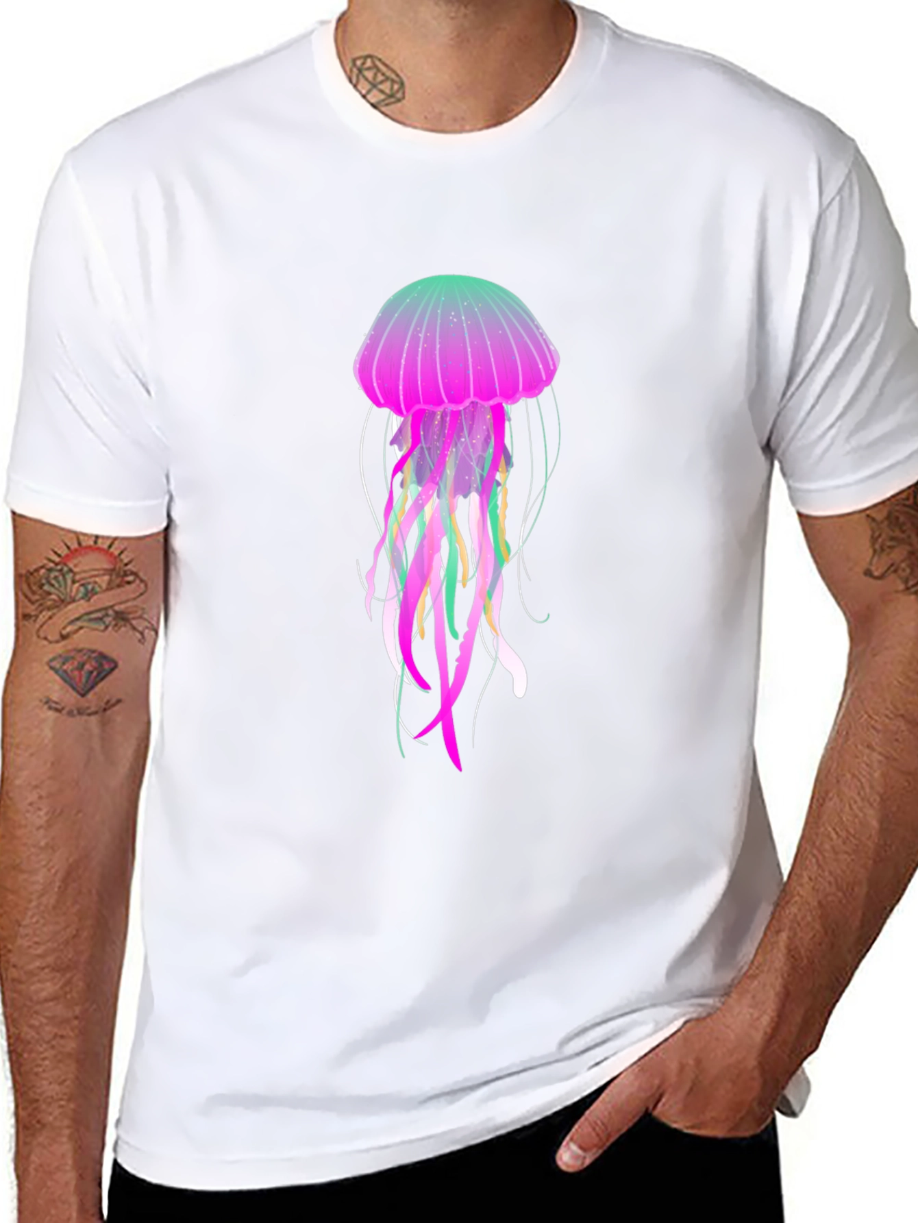 Neon Jellyfish Graphic Black T-Shirt
