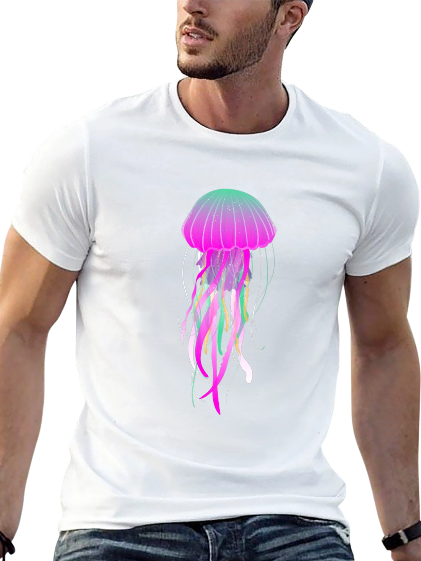 Neon Jellyfish Graphic Black T-Shirt