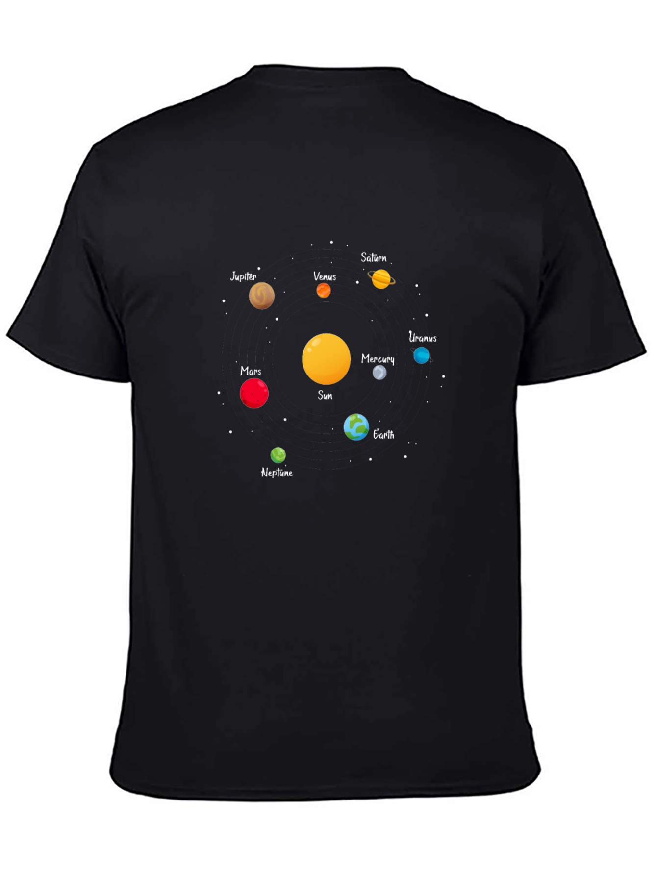 Solar System Planets Graphic T-Shirt - Black