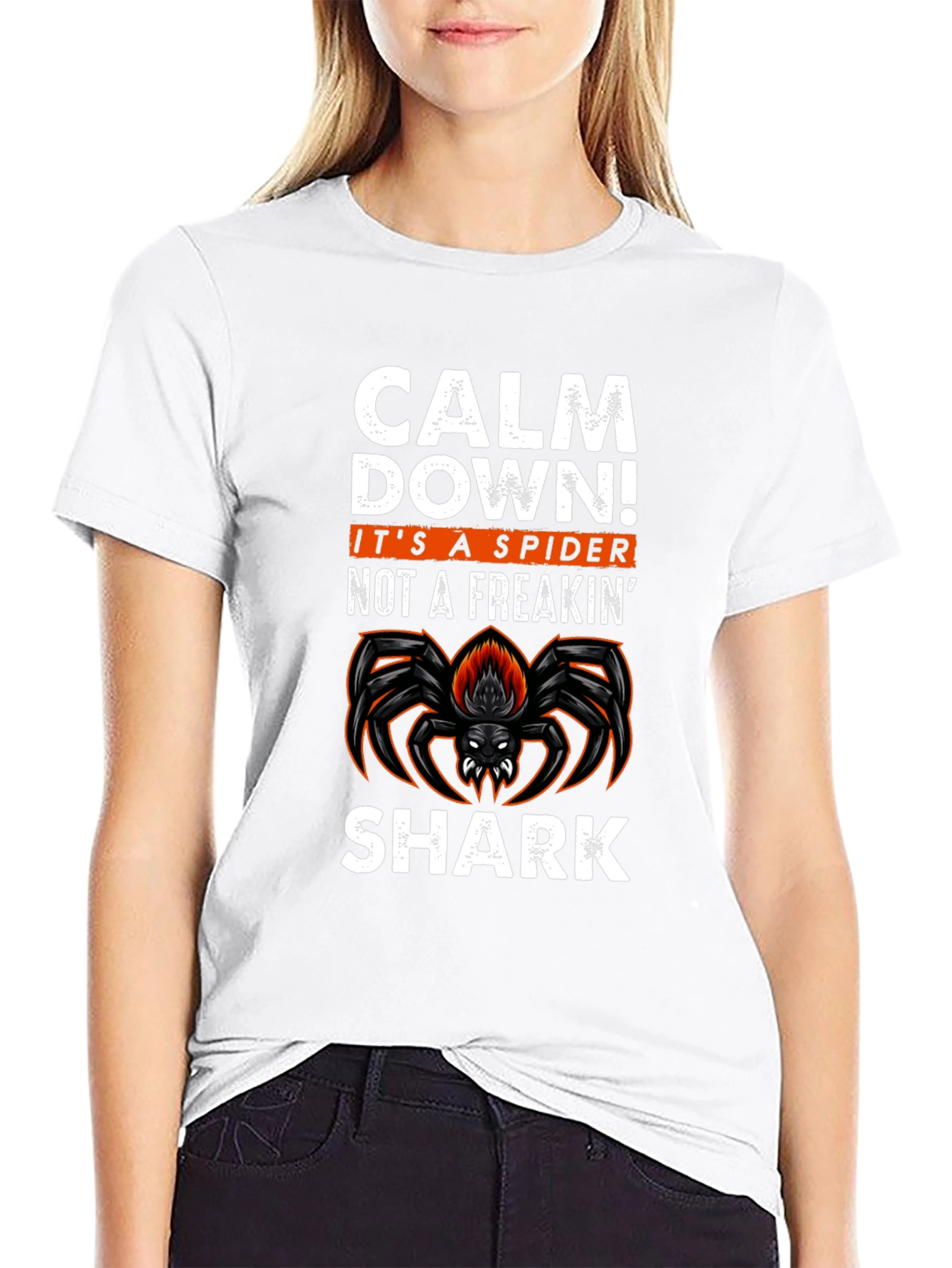 Calm Down Spider Graphic Tee -  Funny Halloween T-Shirt