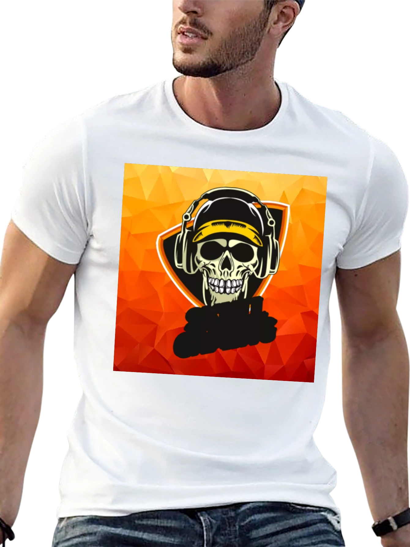Skull Gamer Graphic Tee - Black Cotton T-Shirt