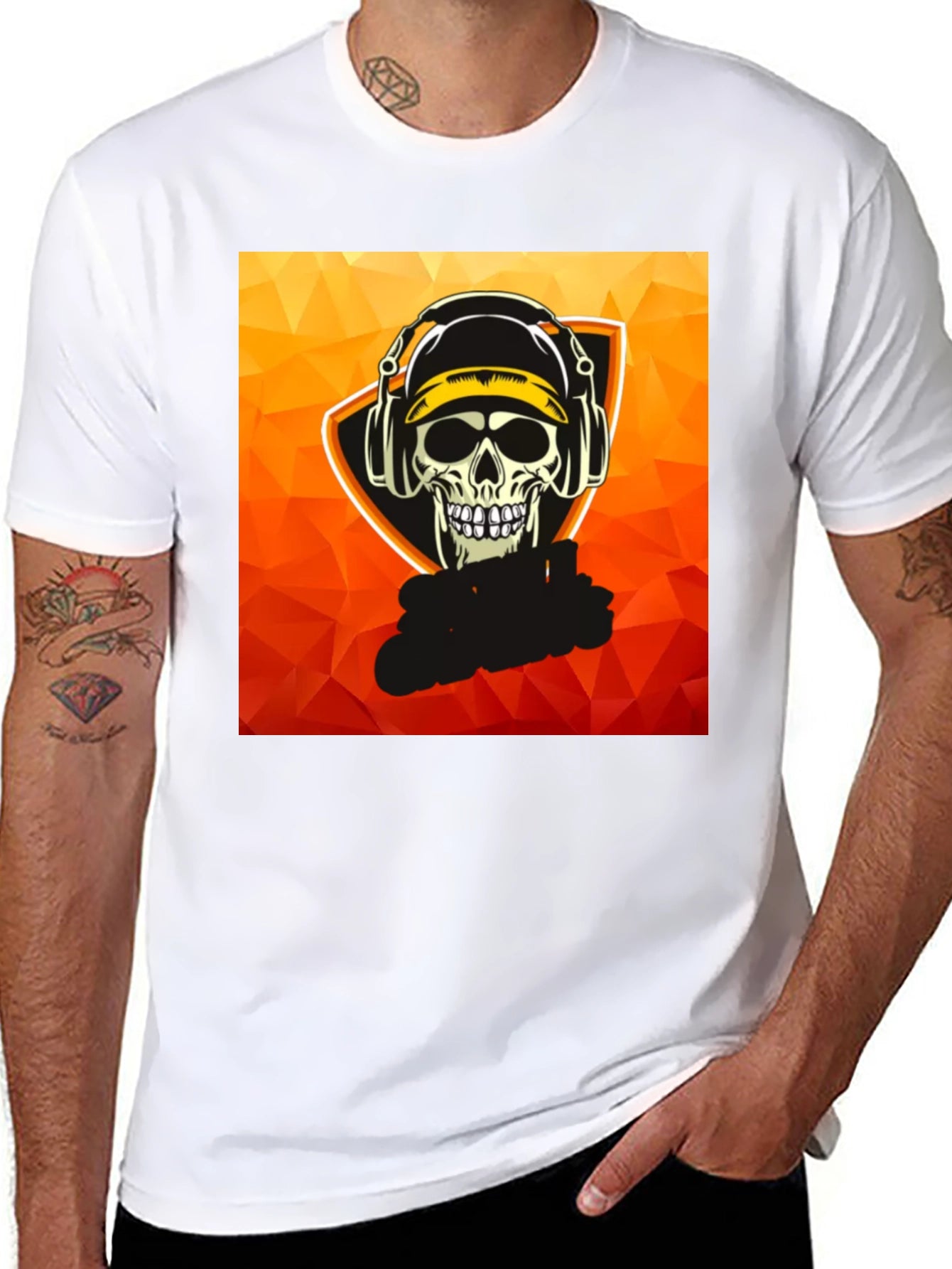 Skull Gamer Graphic Tee - Black Cotton T-Shirt
