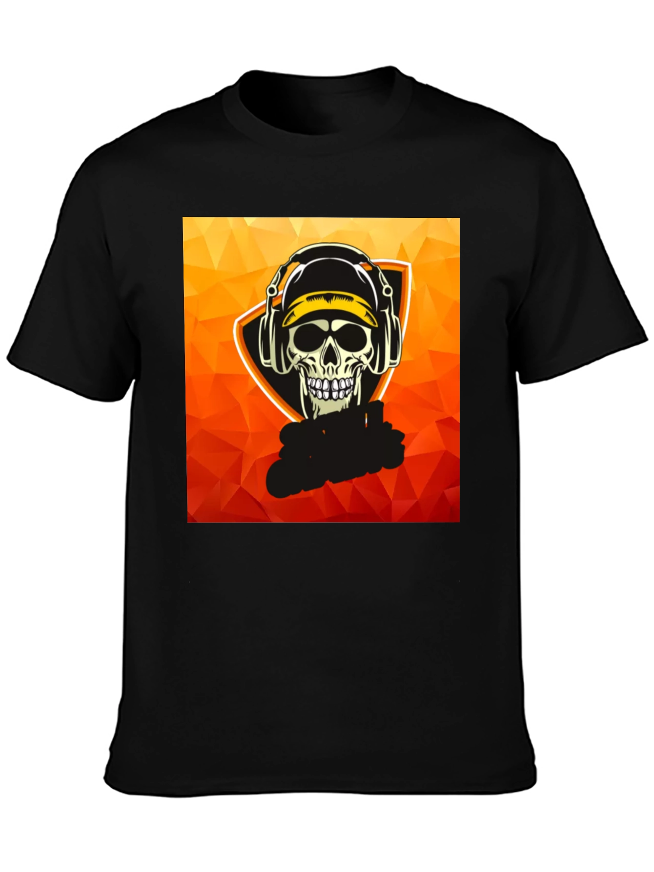 Skull Gamer Graphic Tee - Black Cotton T-Shirt