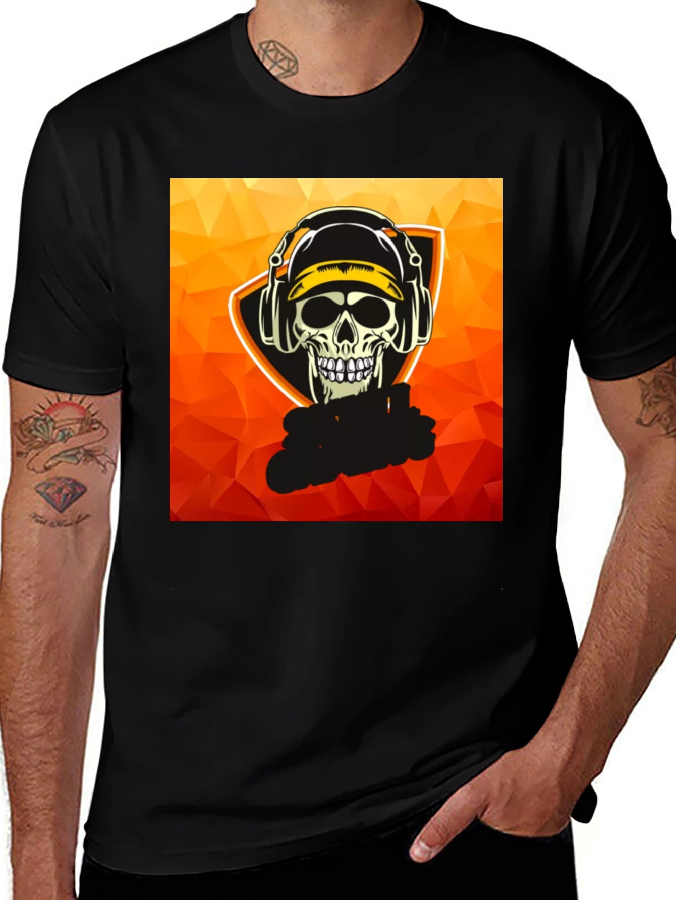 Skull Gamer Graphic Tee - Black Cotton T-Shirt