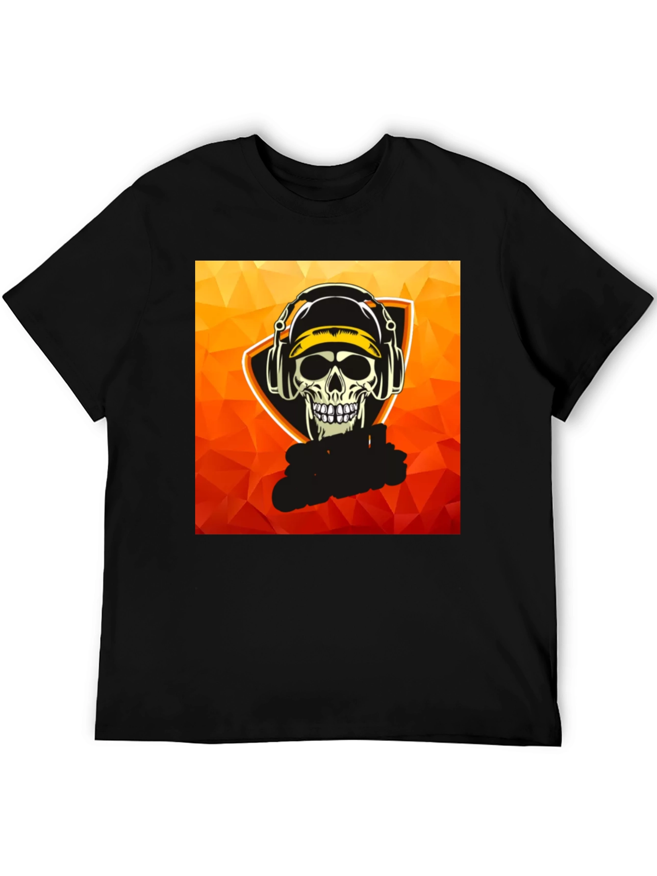 Skull Gamer Graphic Tee - Black Cotton T-Shirt