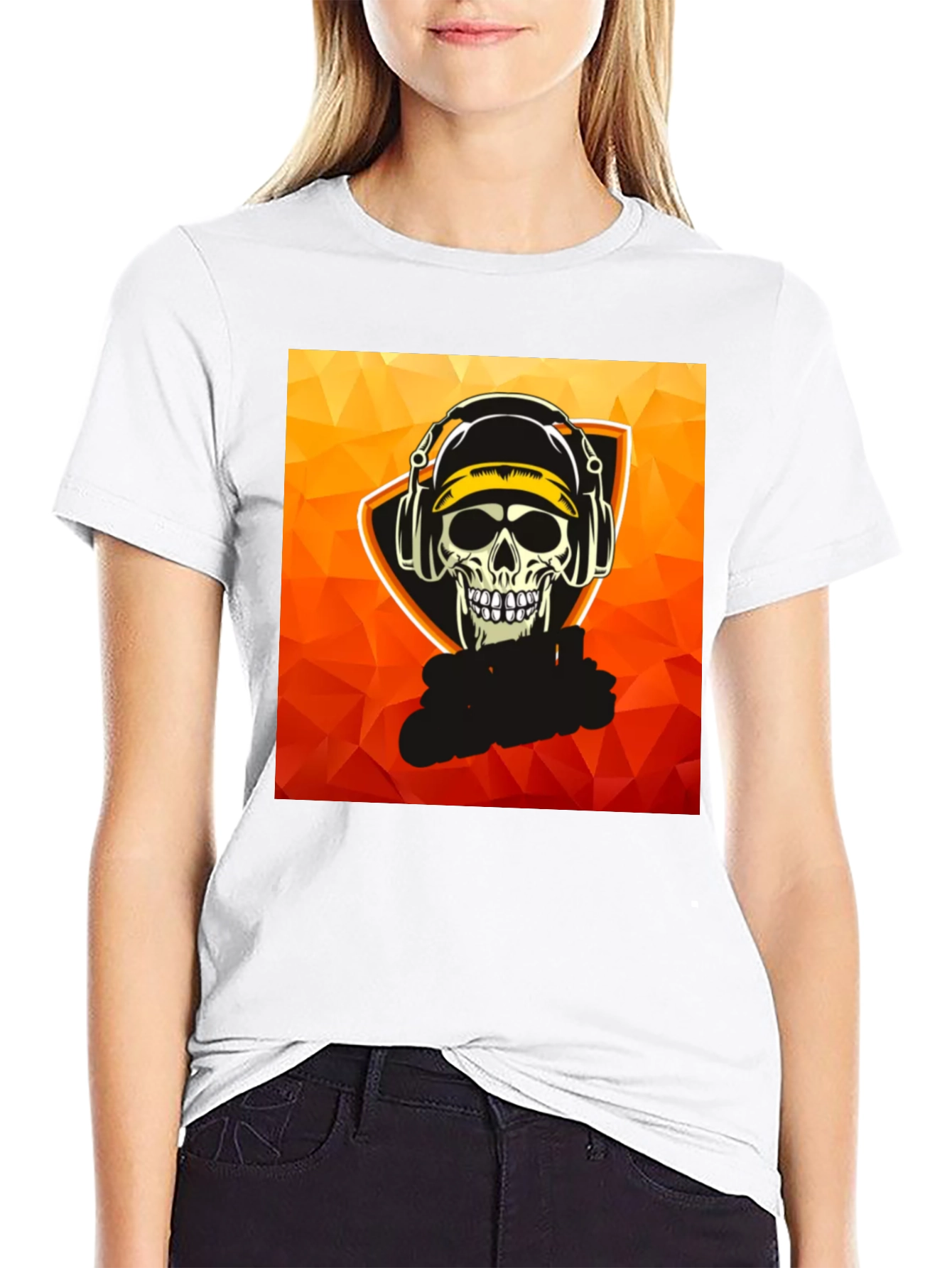 Skull Gamer Graphic Tee - Black Cotton T-Shirt