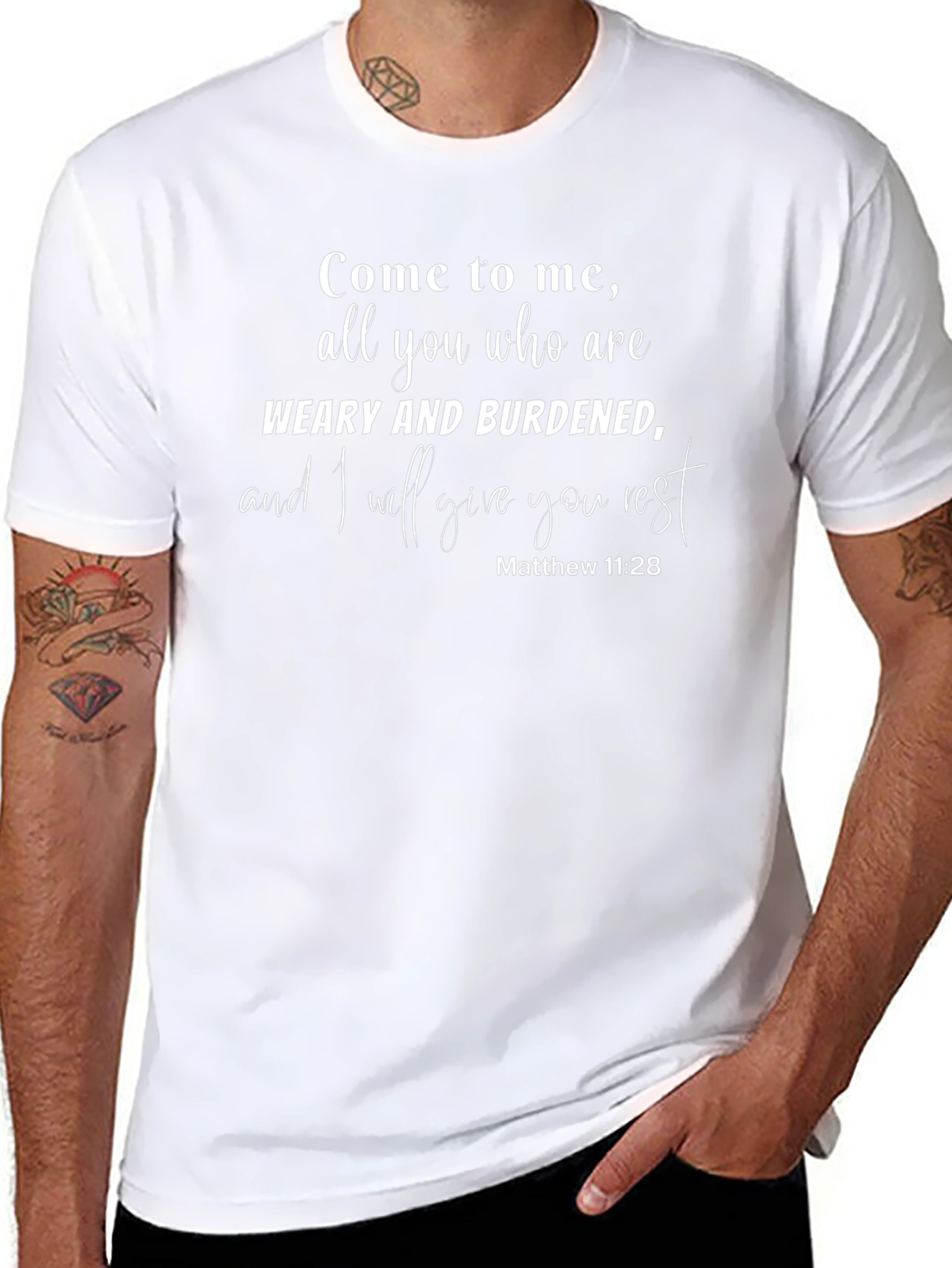 Weary Burdened Christian T-Shirt Matthew 11:28