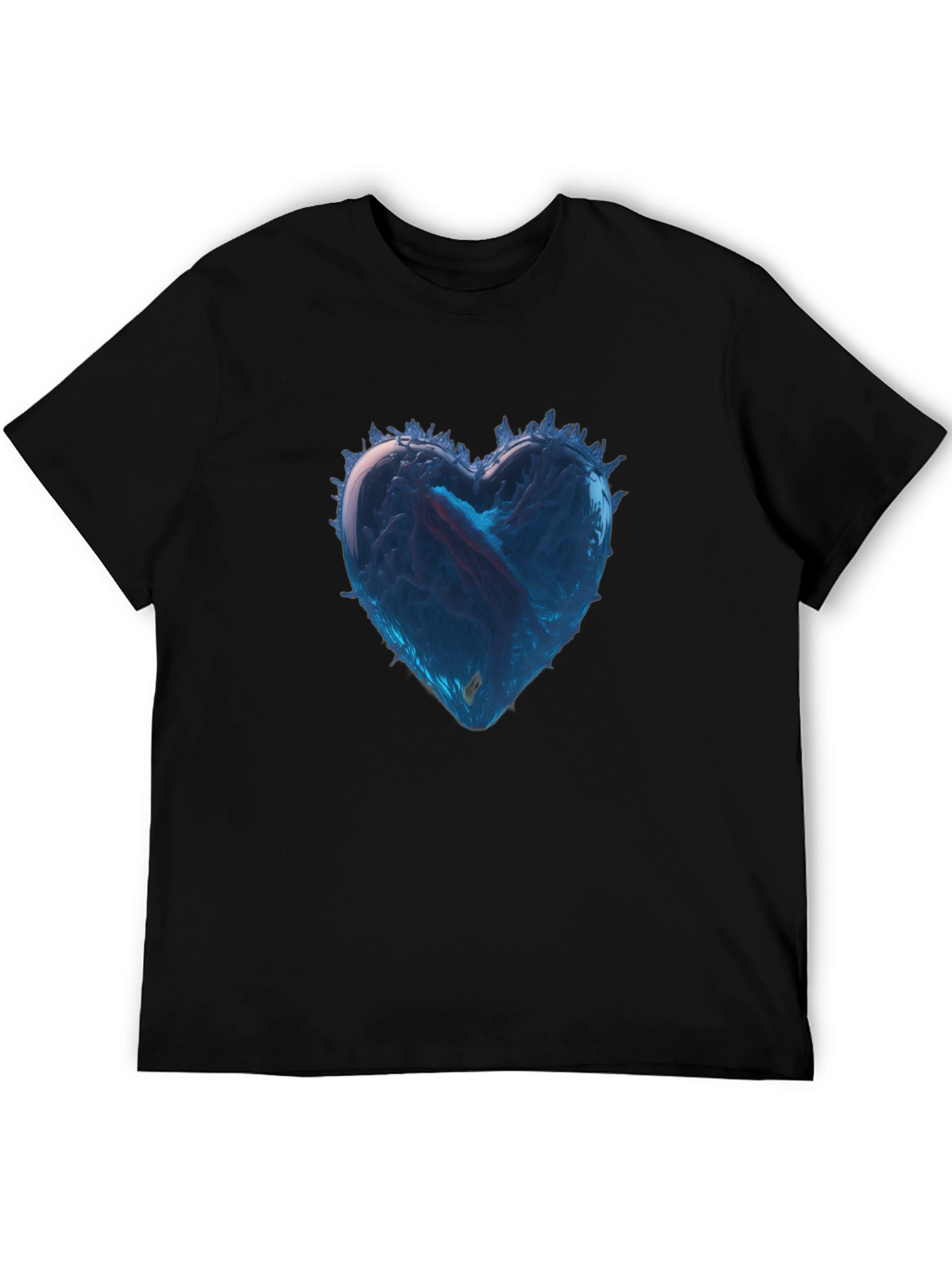 Icy Heart Graphic Tee - Black Cotton Casual