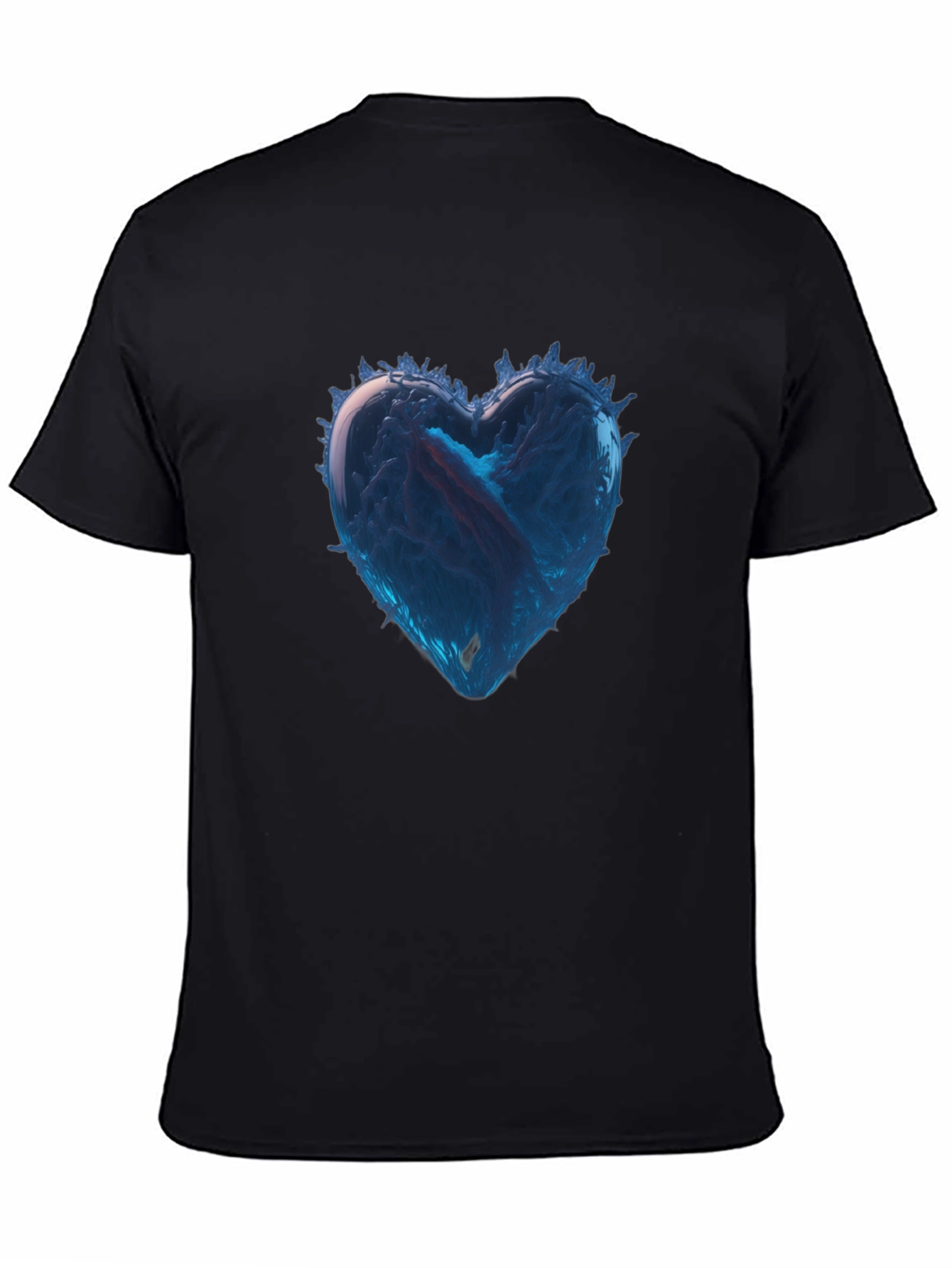 Icy Heart Graphic Tee - Black Cotton Casual