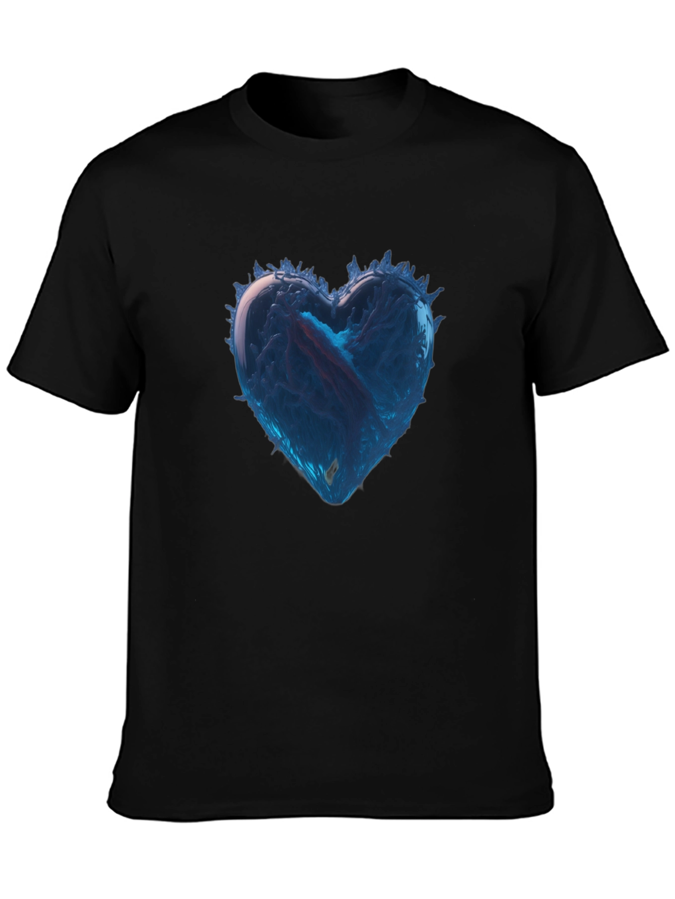 Icy Heart Graphic Tee - Black Cotton Casual
