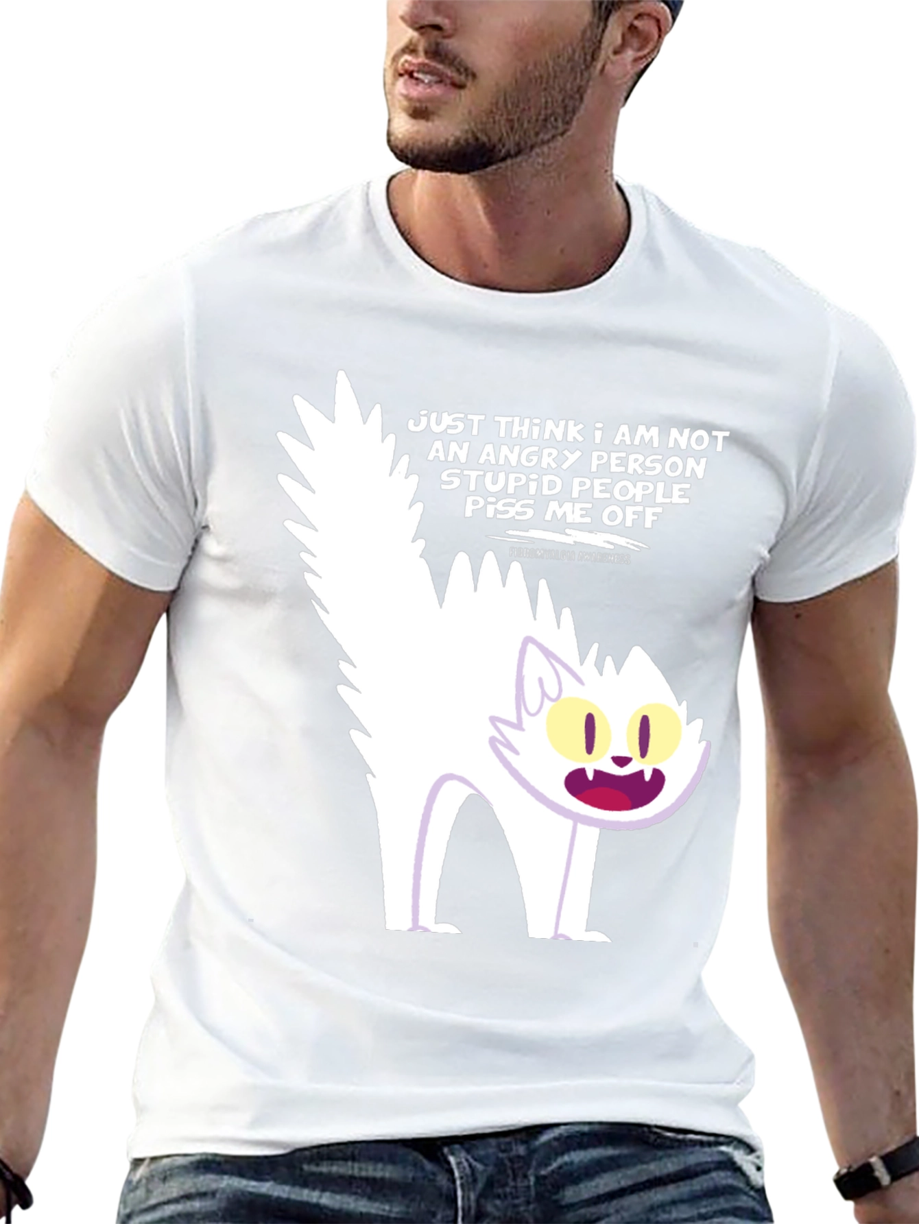 Angry Cat Graphic Tee - Fibromyalgia Awareness