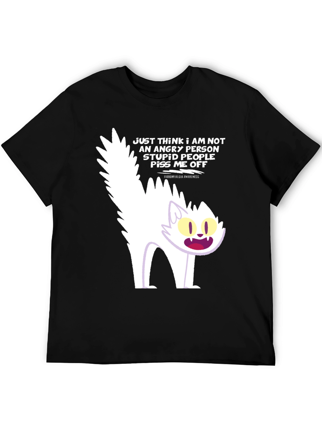Angry Cat Graphic Tee - Fibromyalgia Awareness