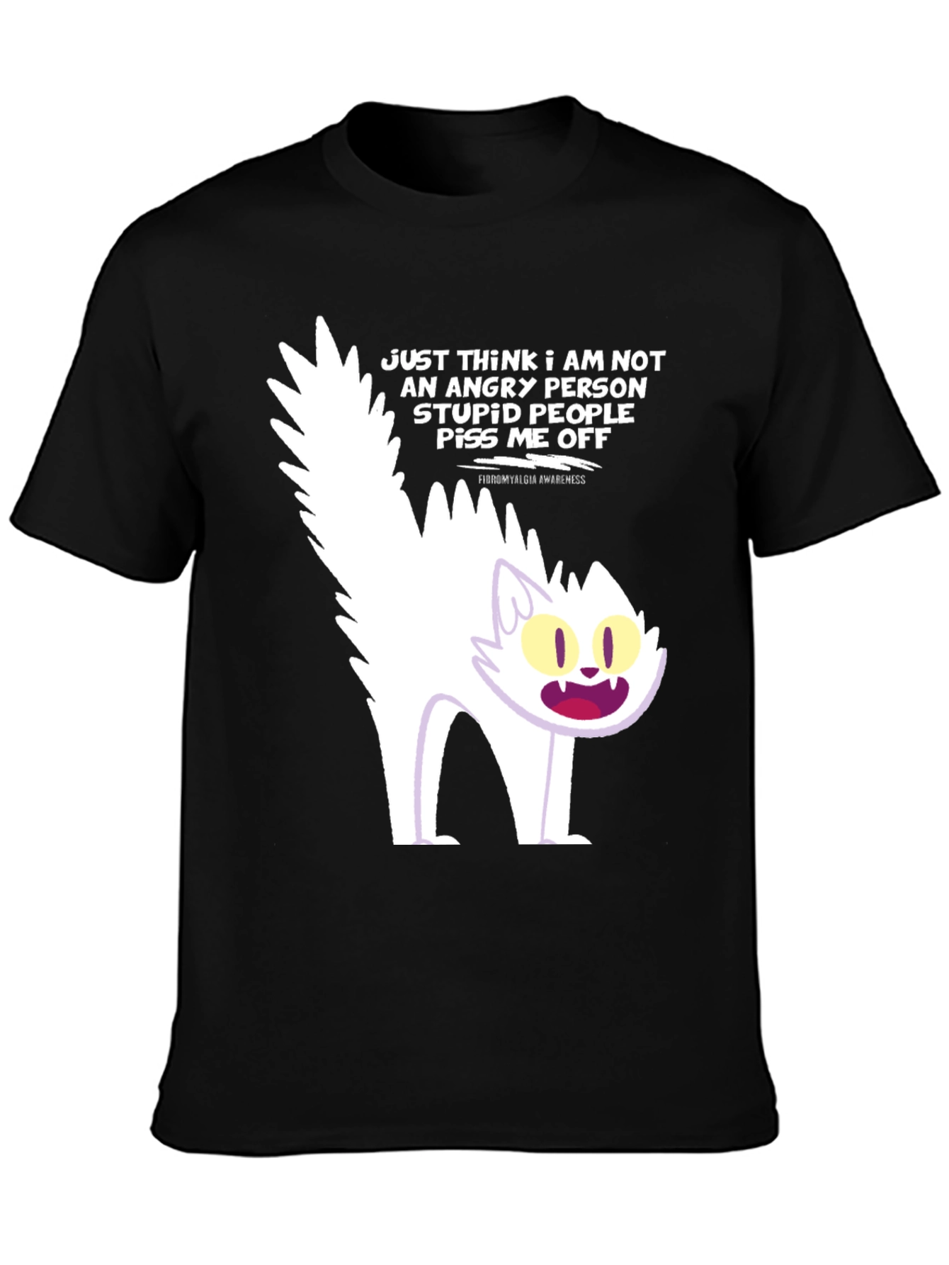Angry Cat Graphic Tee - Fibromyalgia Awareness