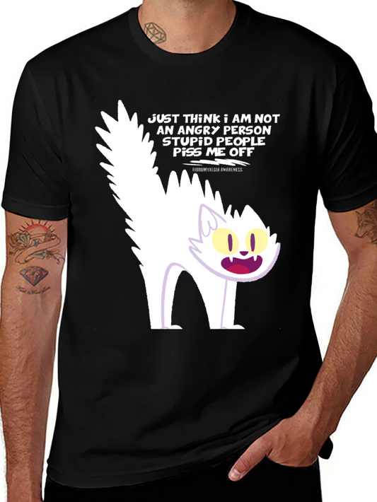 Angry Cat Graphic Tee - Fibromyalgia Awareness