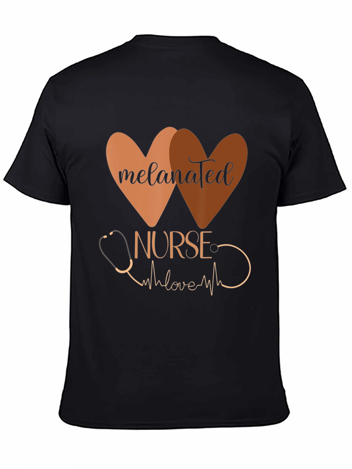 Melanated Nurse T-Shirt: Heart Design