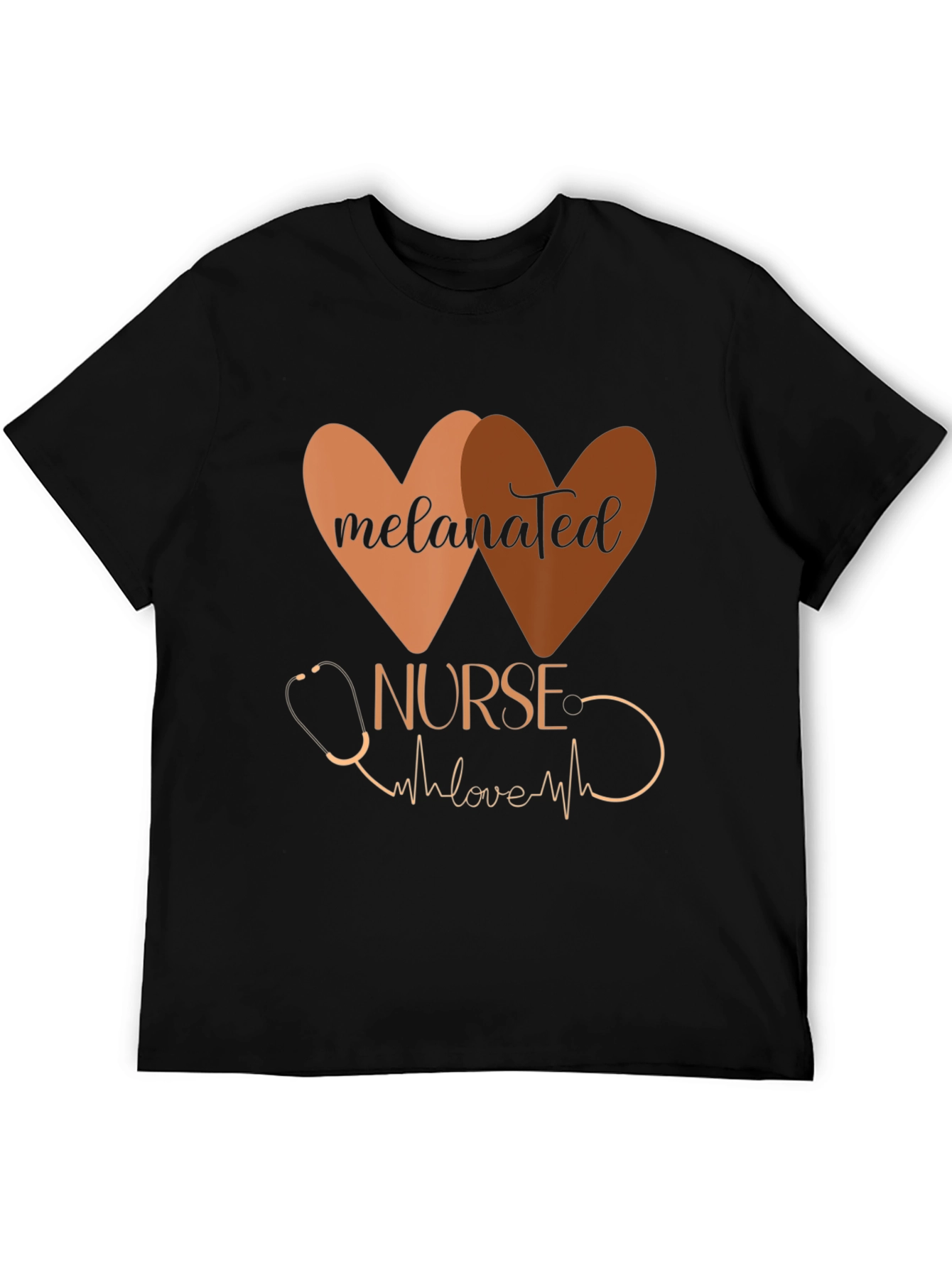 Melanated Nurse T-Shirt: Heart Design