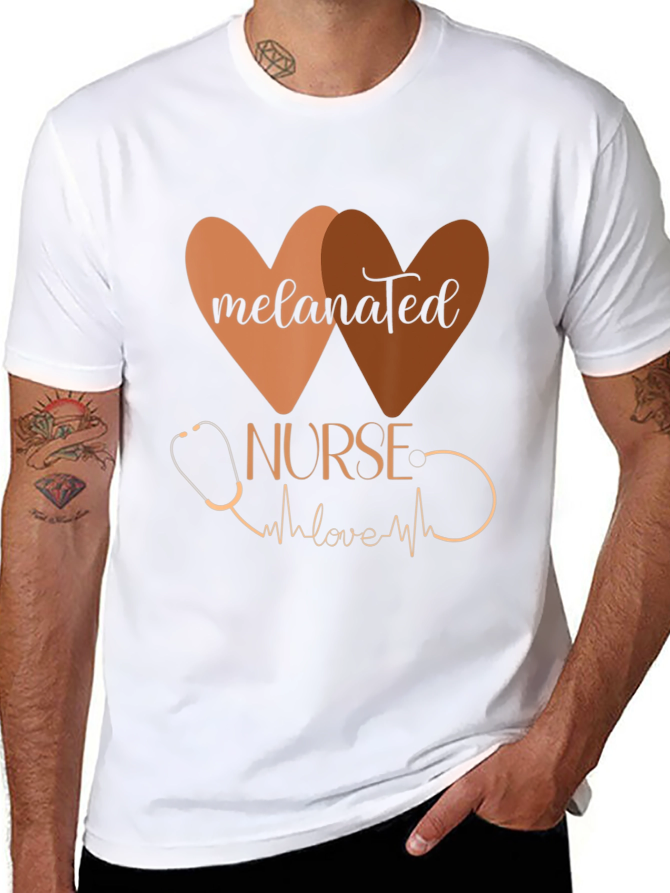 Melanated Nurse T-Shirt: Heart Design
