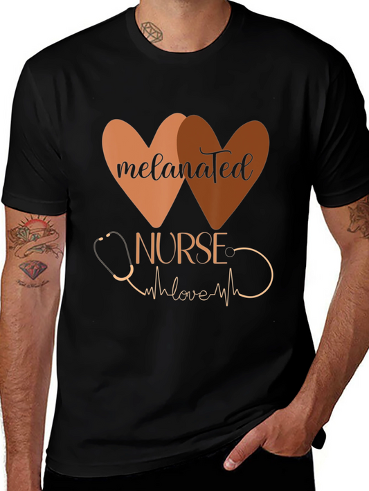 Melanated Nurse T-Shirt: Heart Design