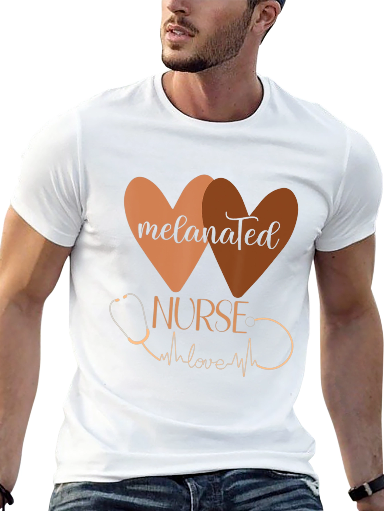 Melanated Nurse T-Shirt: Heart Design
