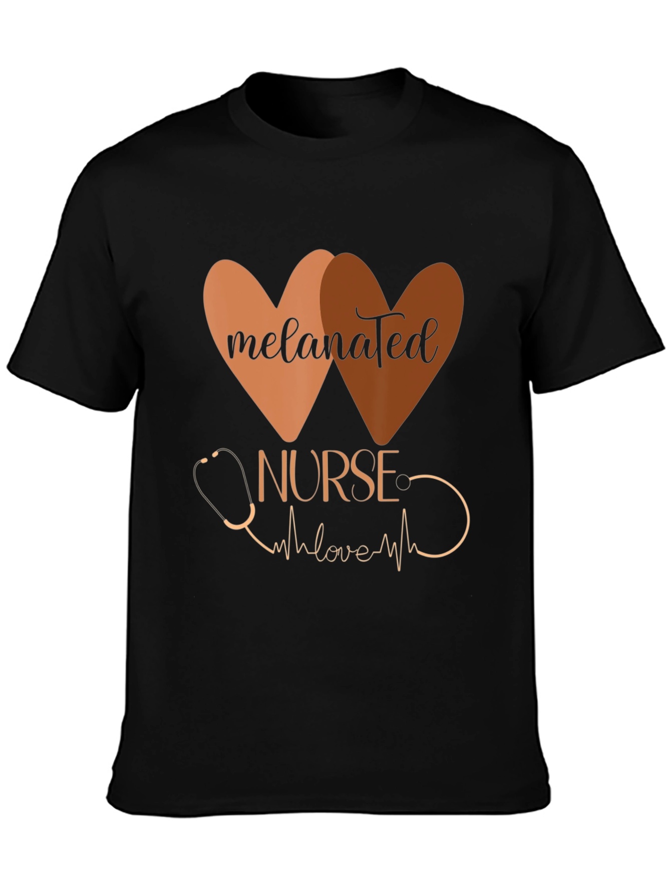 Melanated Nurse T-Shirt: Heart Design