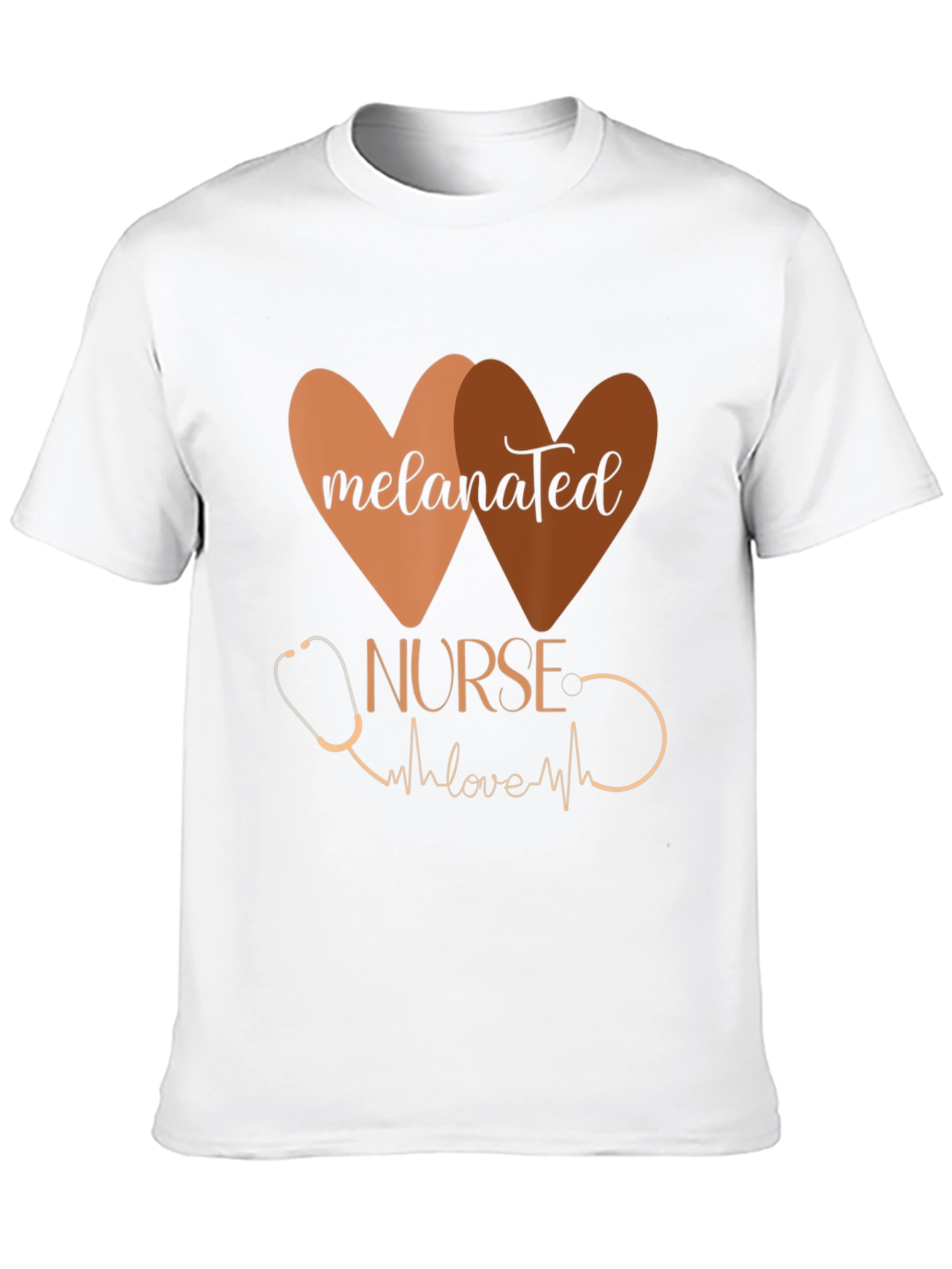 Melanated Nurse T-Shirt: Heart Design