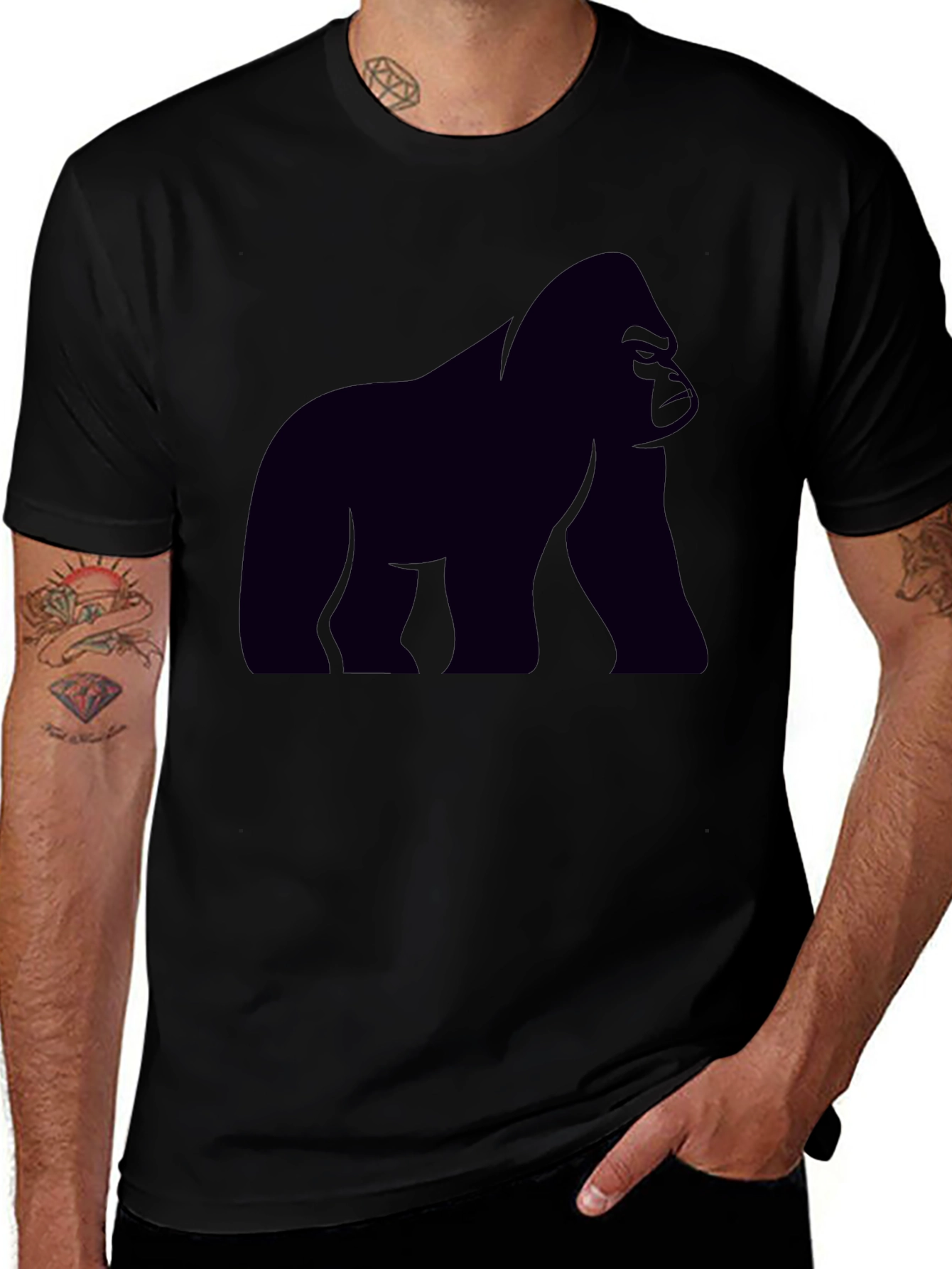 Gorilla Graphic Tee - Black Cotton T-Shirt