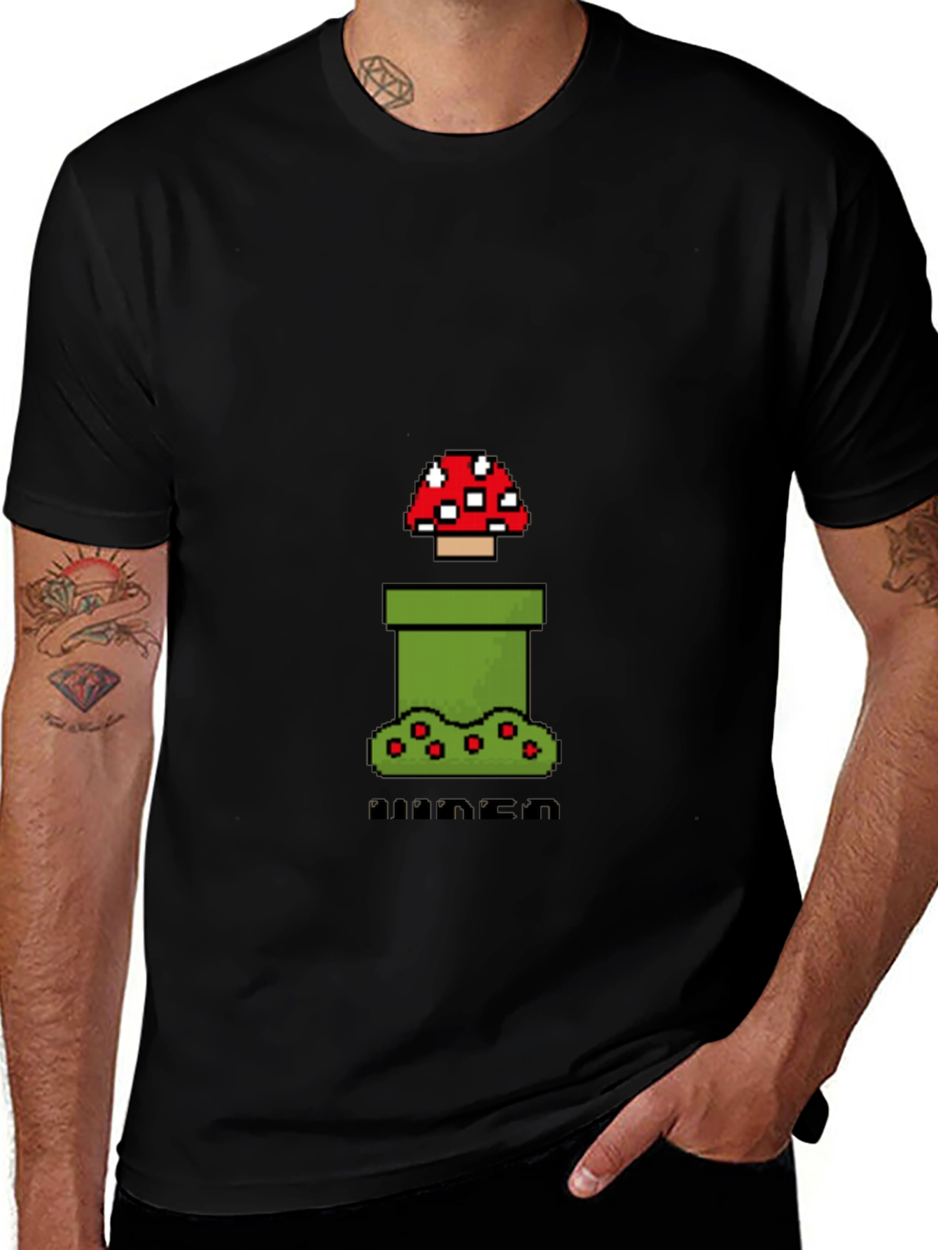 Pixel Mushroom Black T-Shirt - Gamer Style