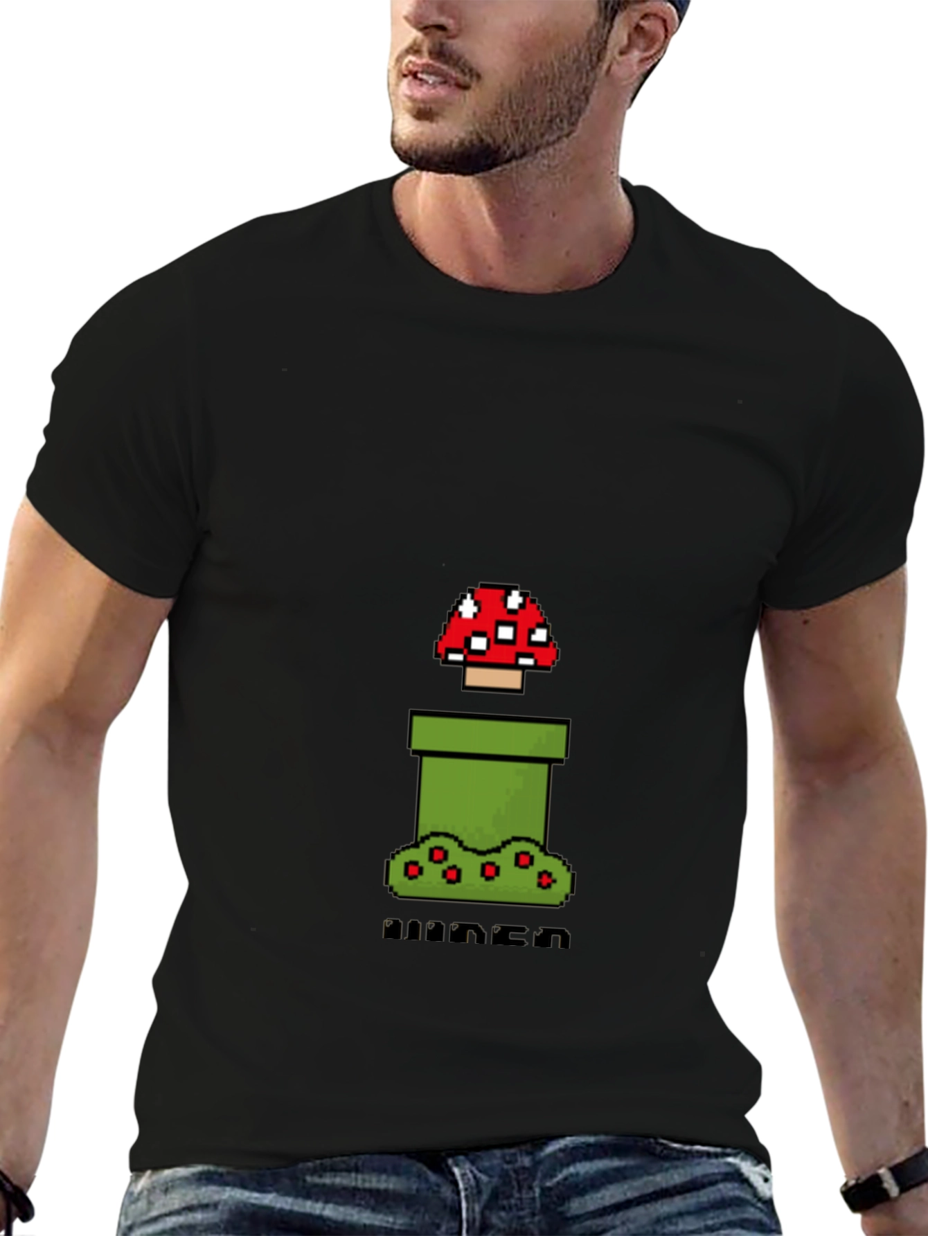Pixel Mushroom Black T-Shirt - Gamer Style