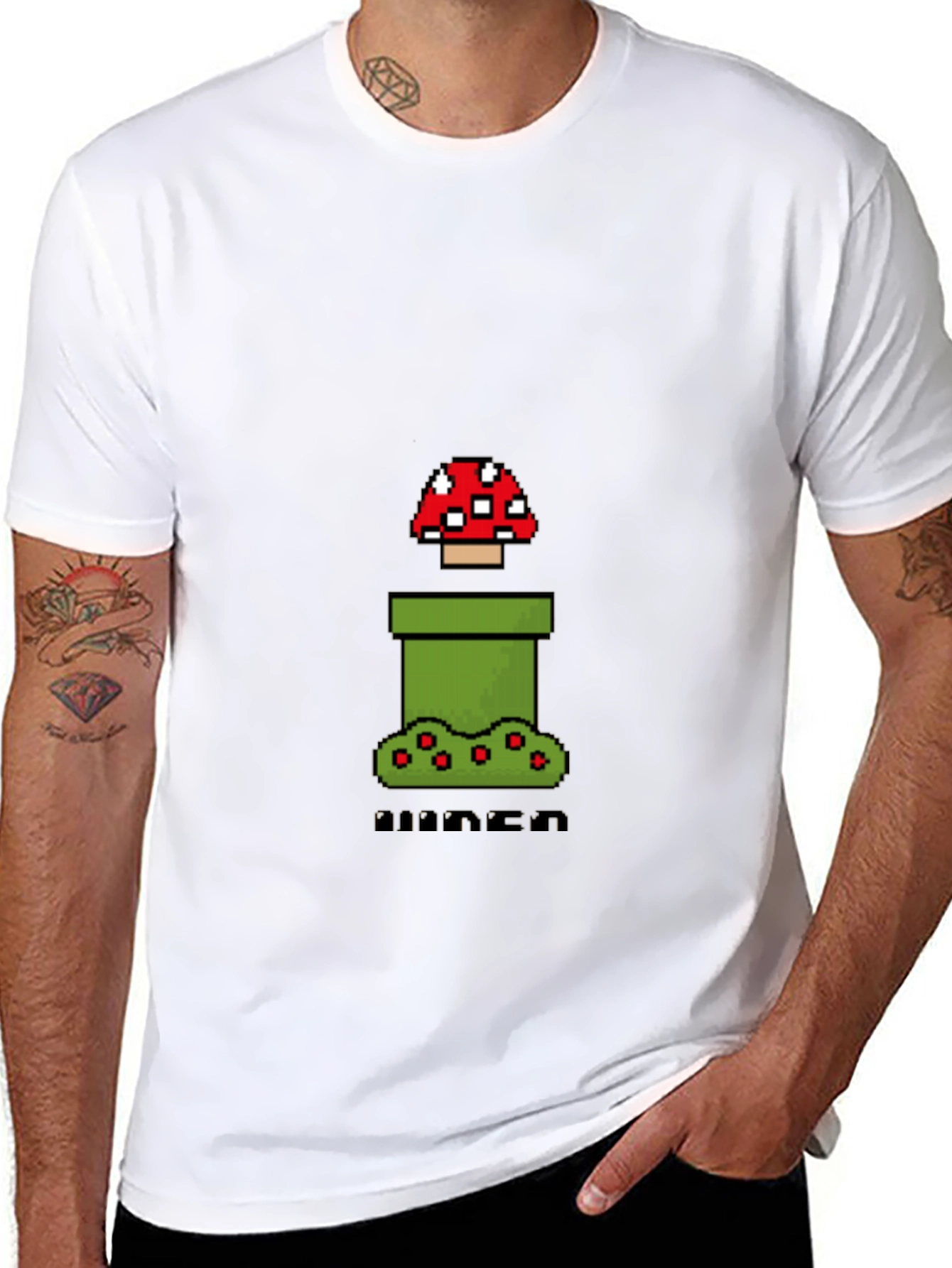 Pixel Mushroom Black T-Shirt - Gamer Style