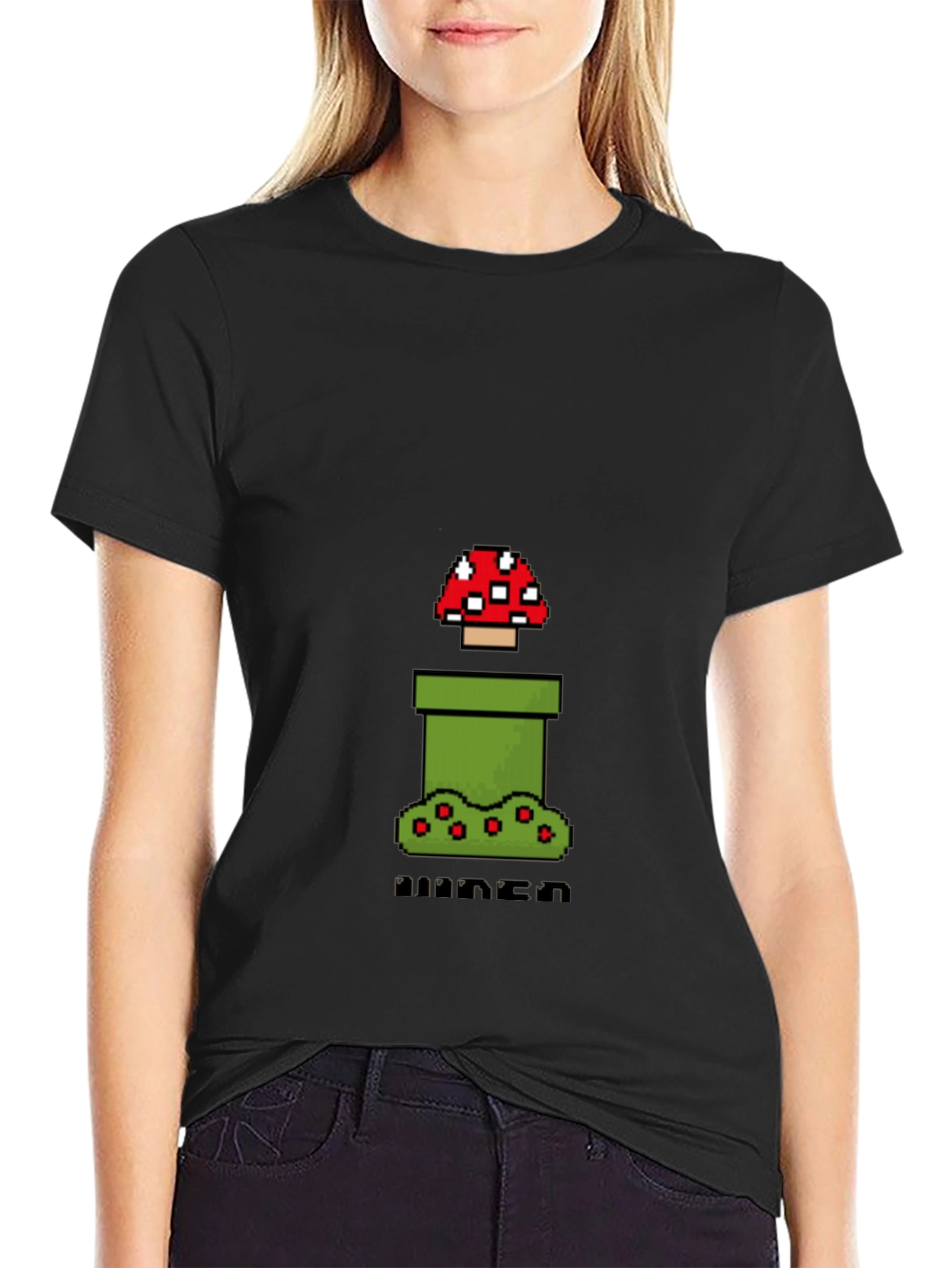 Pixel Mushroom Black T-Shirt - Gamer Style