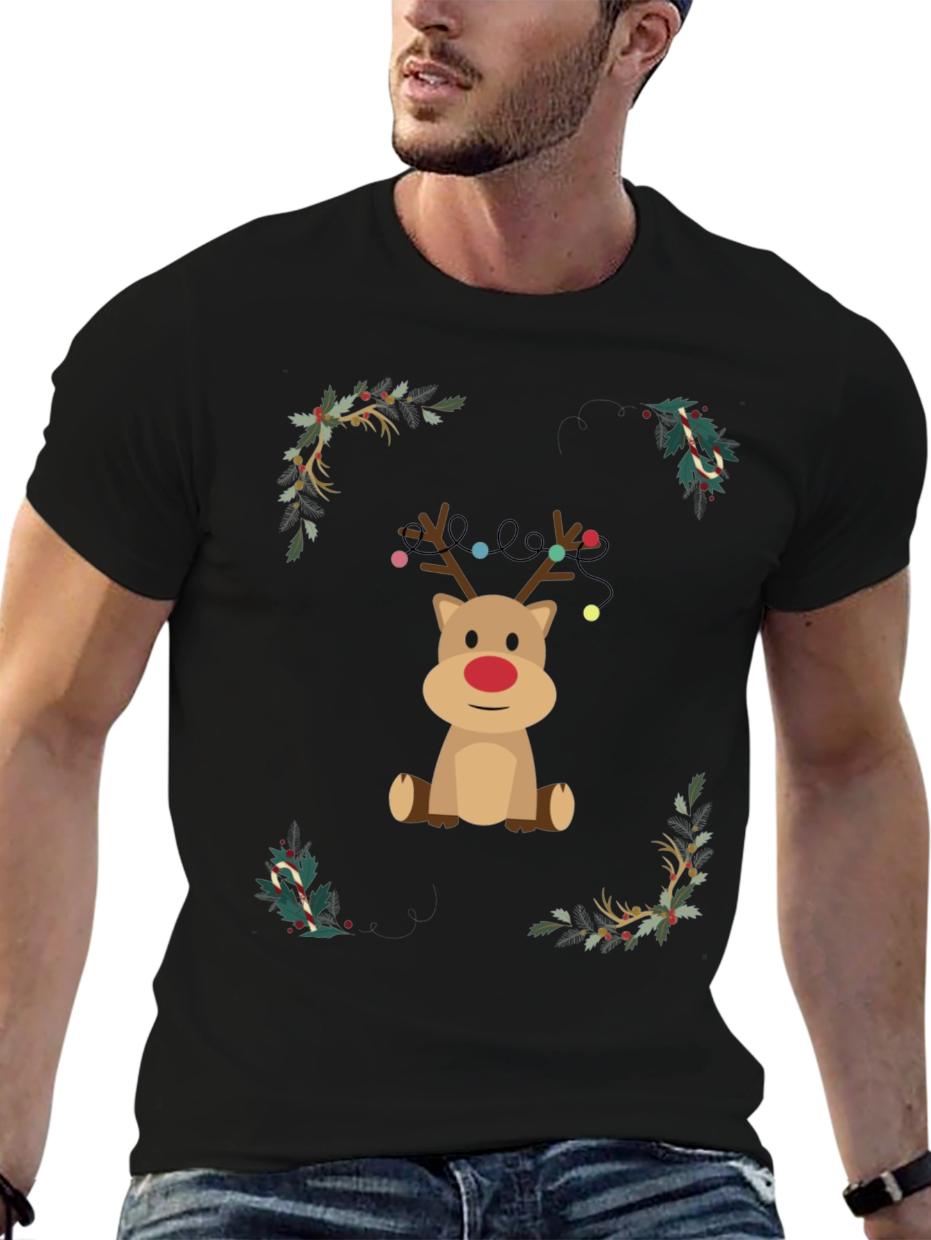 Festive Reindeer Christmas Graphic Tee