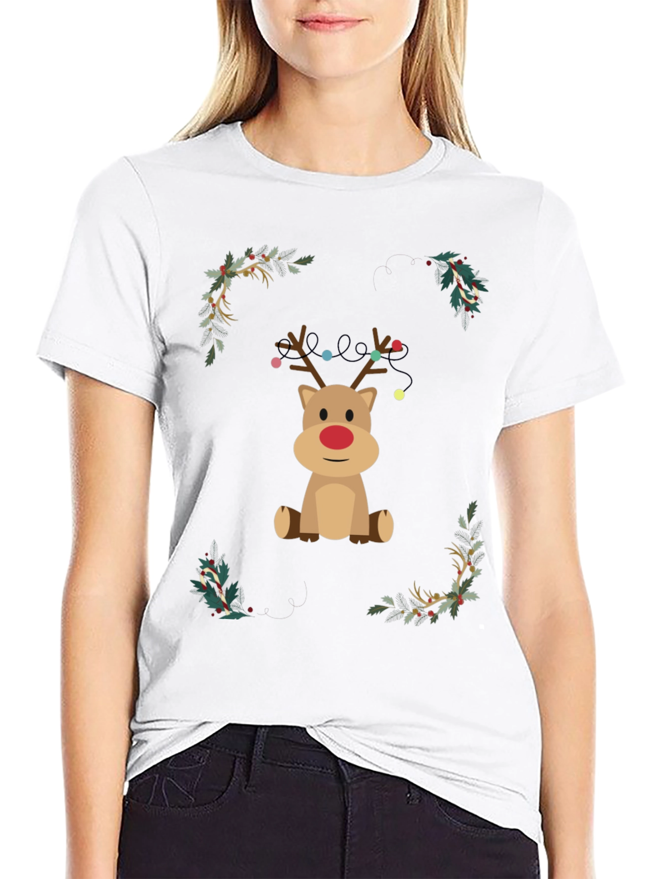 Festive Reindeer Christmas Graphic Tee