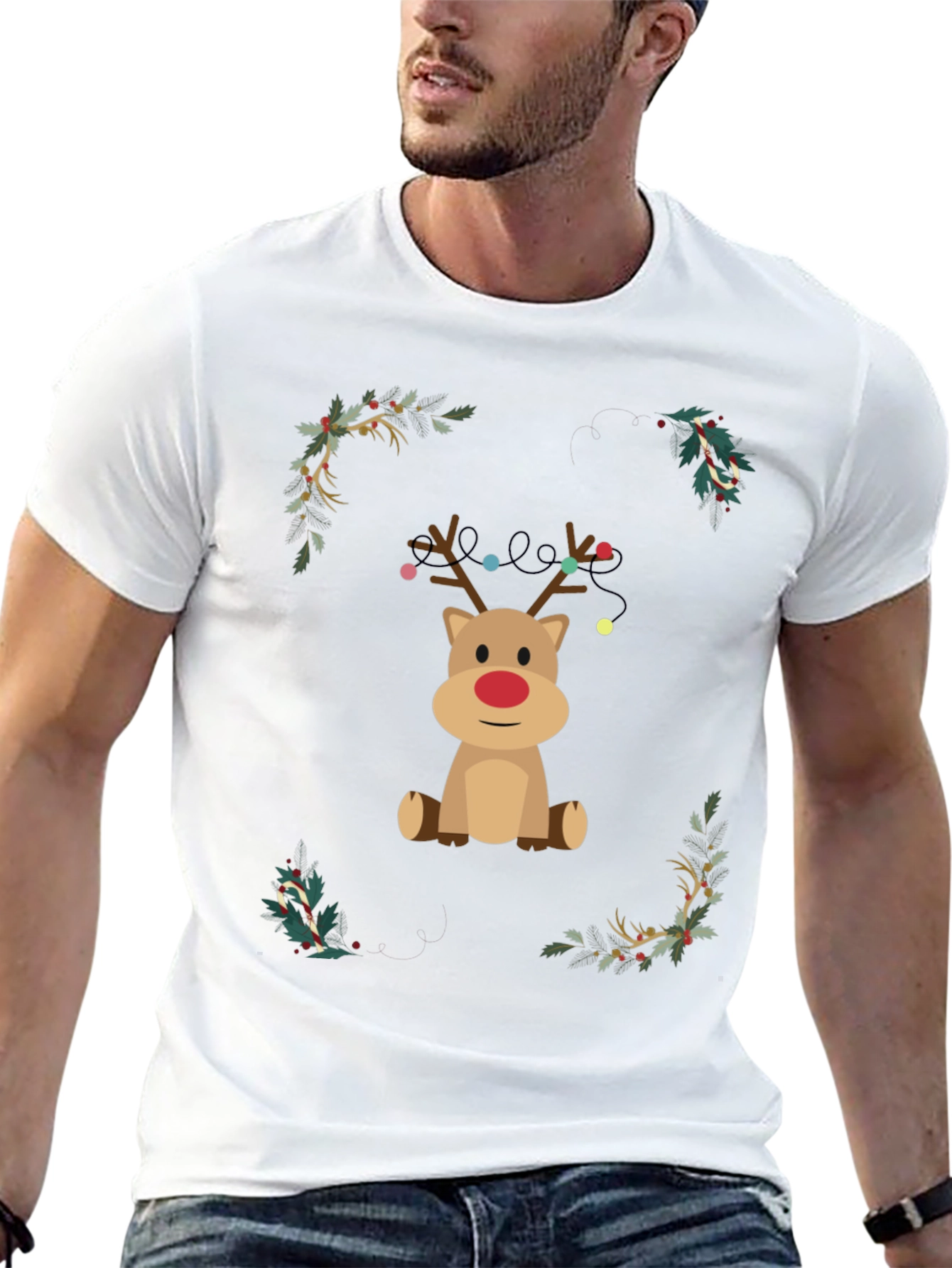 Festive Reindeer Christmas Graphic Tee