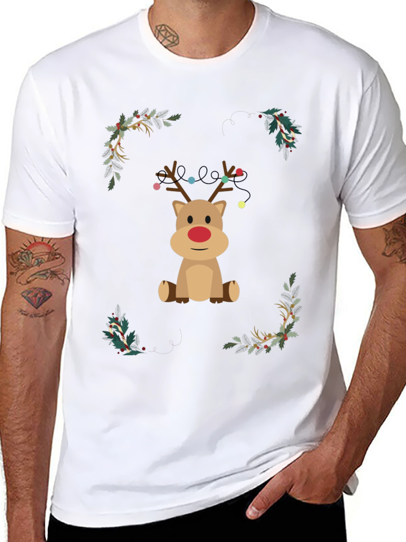 Festive Reindeer Christmas Graphic Tee