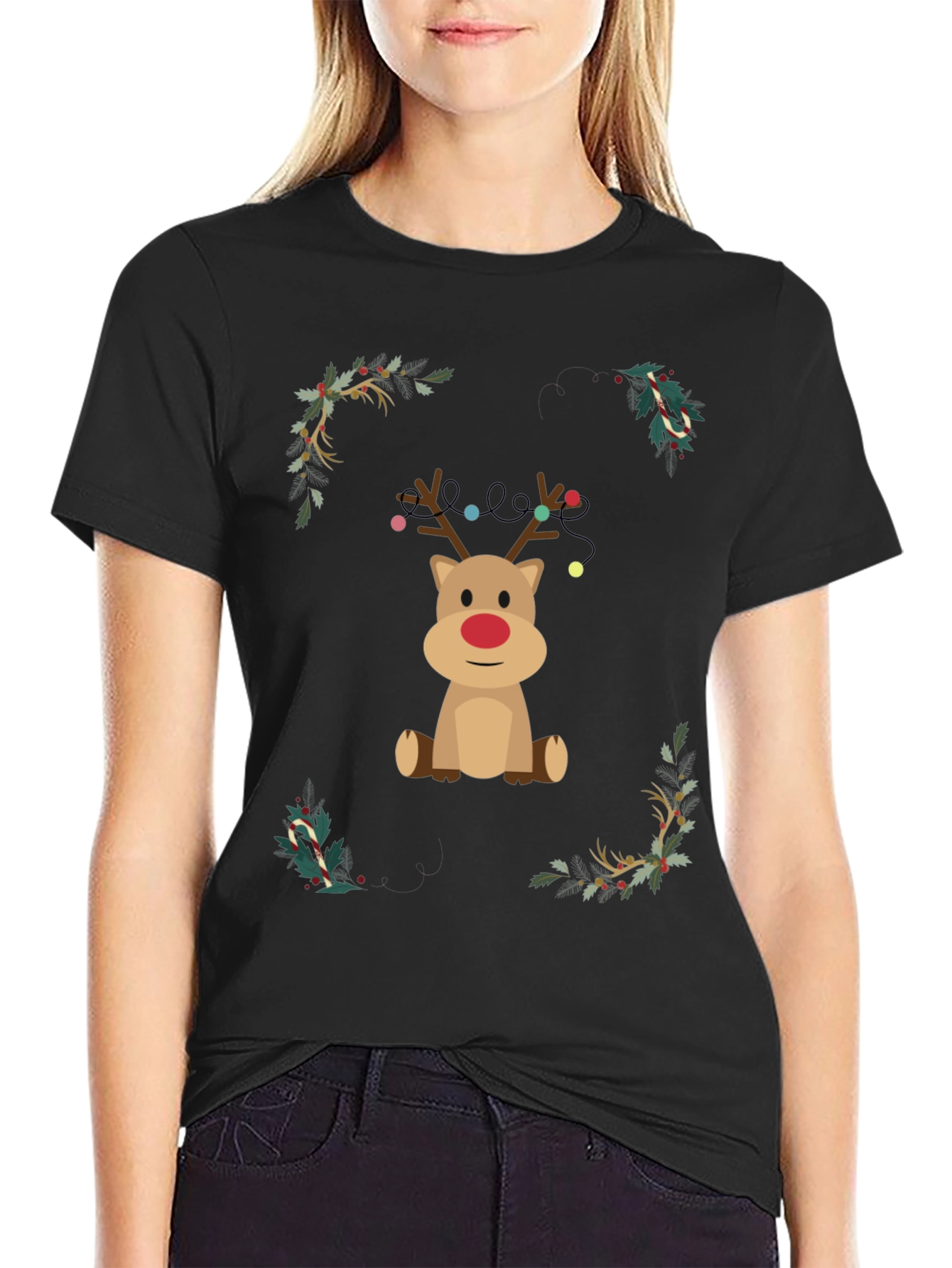 Festive Reindeer Christmas Graphic Tee