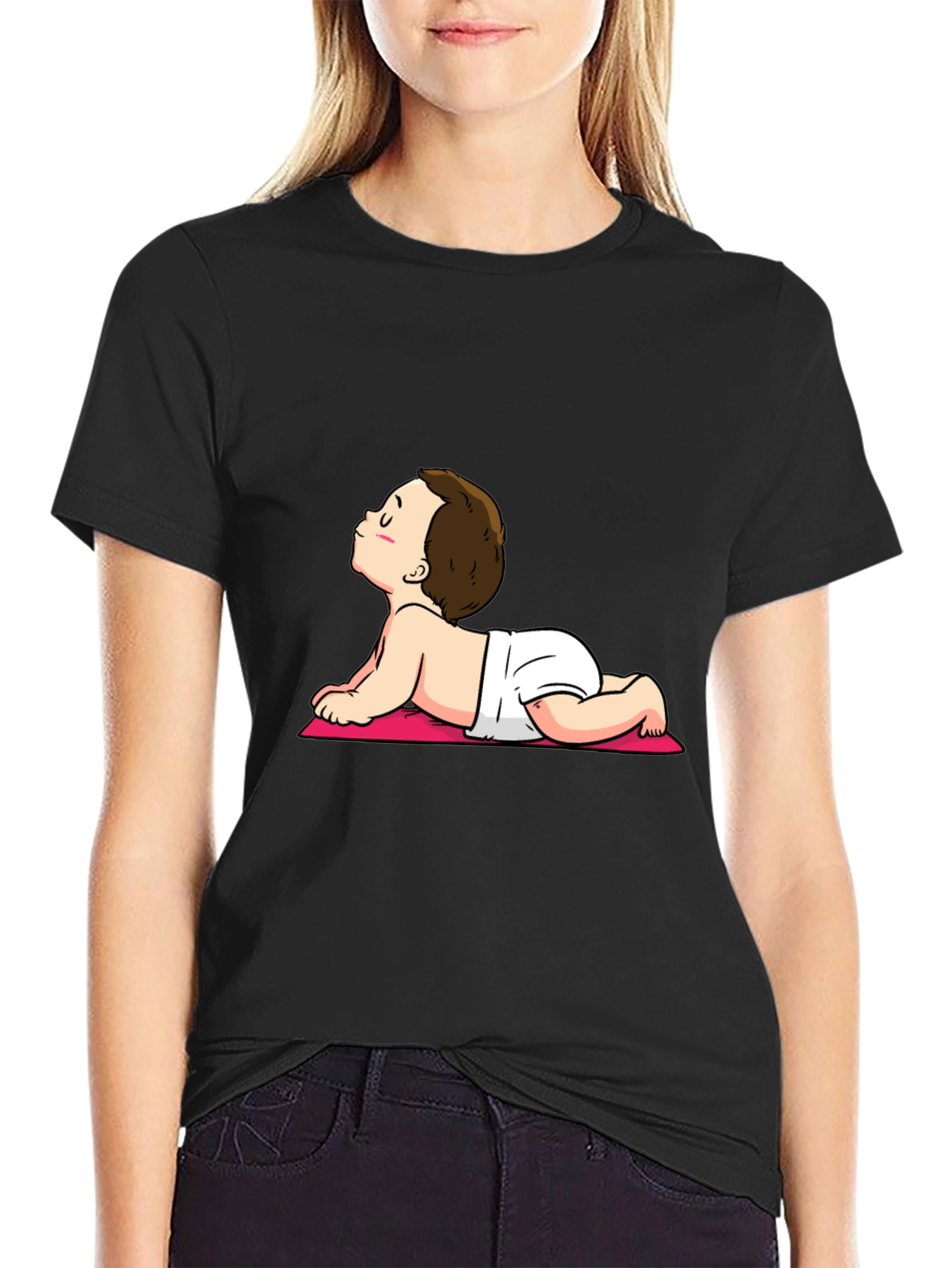Yoga Baby Black Cotton Tee