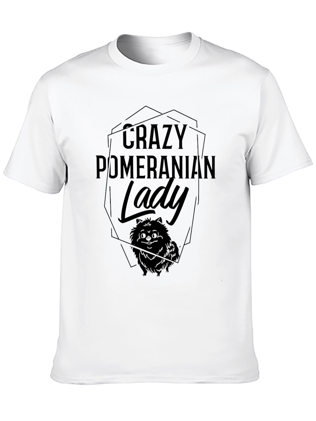 Crazy Pomeranian Lady Black T-Shirt