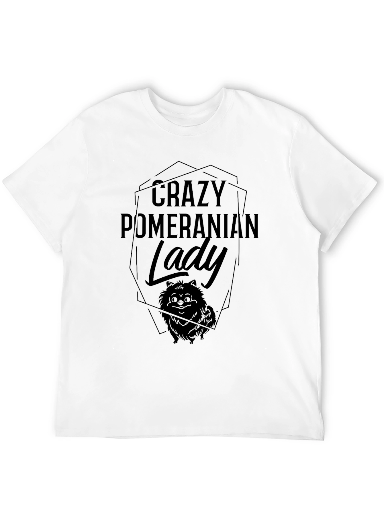 Crazy Pomeranian Lady Black T-Shirt