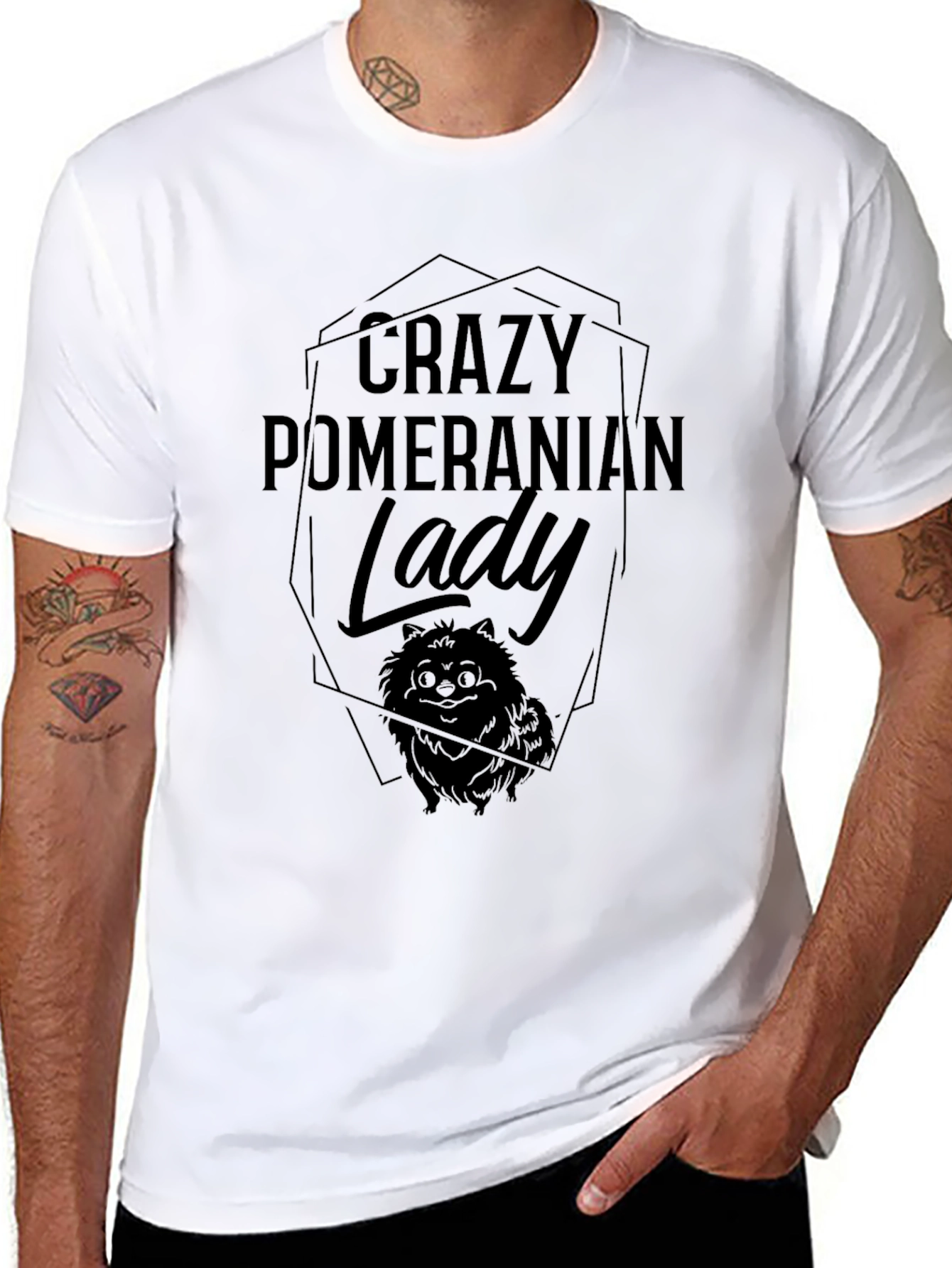 Crazy Pomeranian Lady Black T-Shirt