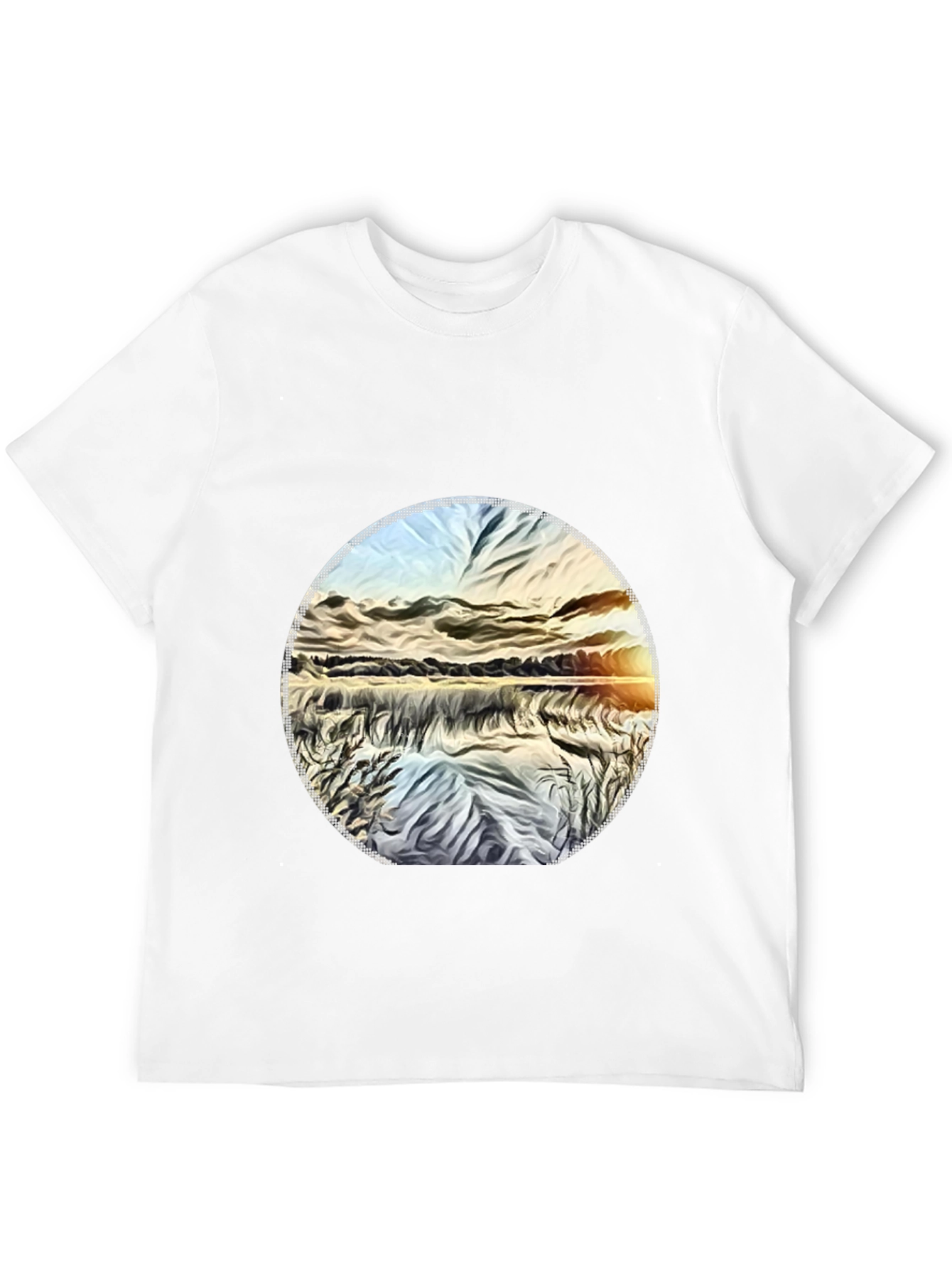 Sunset Lake Graphic Tee - Black Casual T-Shirt