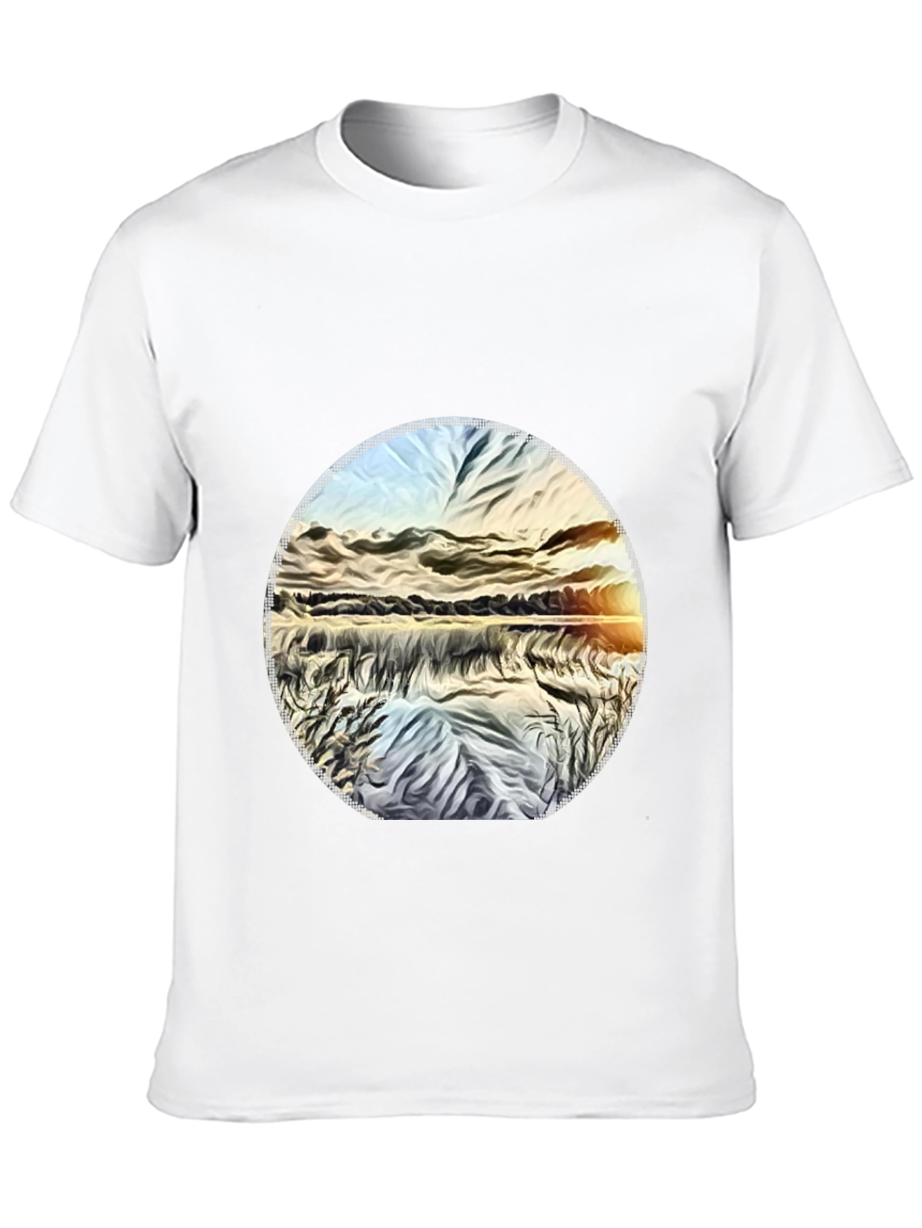 Sunset Lake Graphic Tee - Black Casual T-Shirt