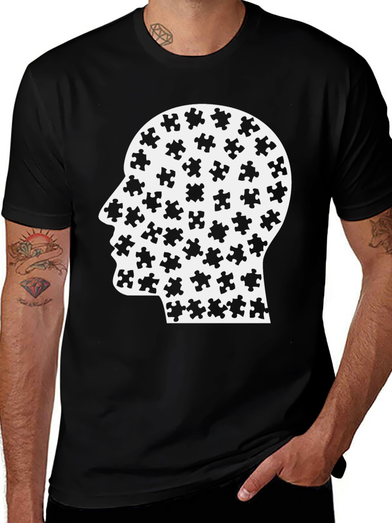 Puzzle Mind T-Shirt - Black Graphic Tee