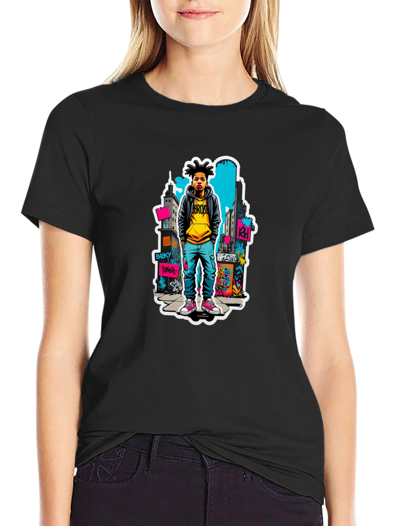 Urban Youth Graphic Tee - Black