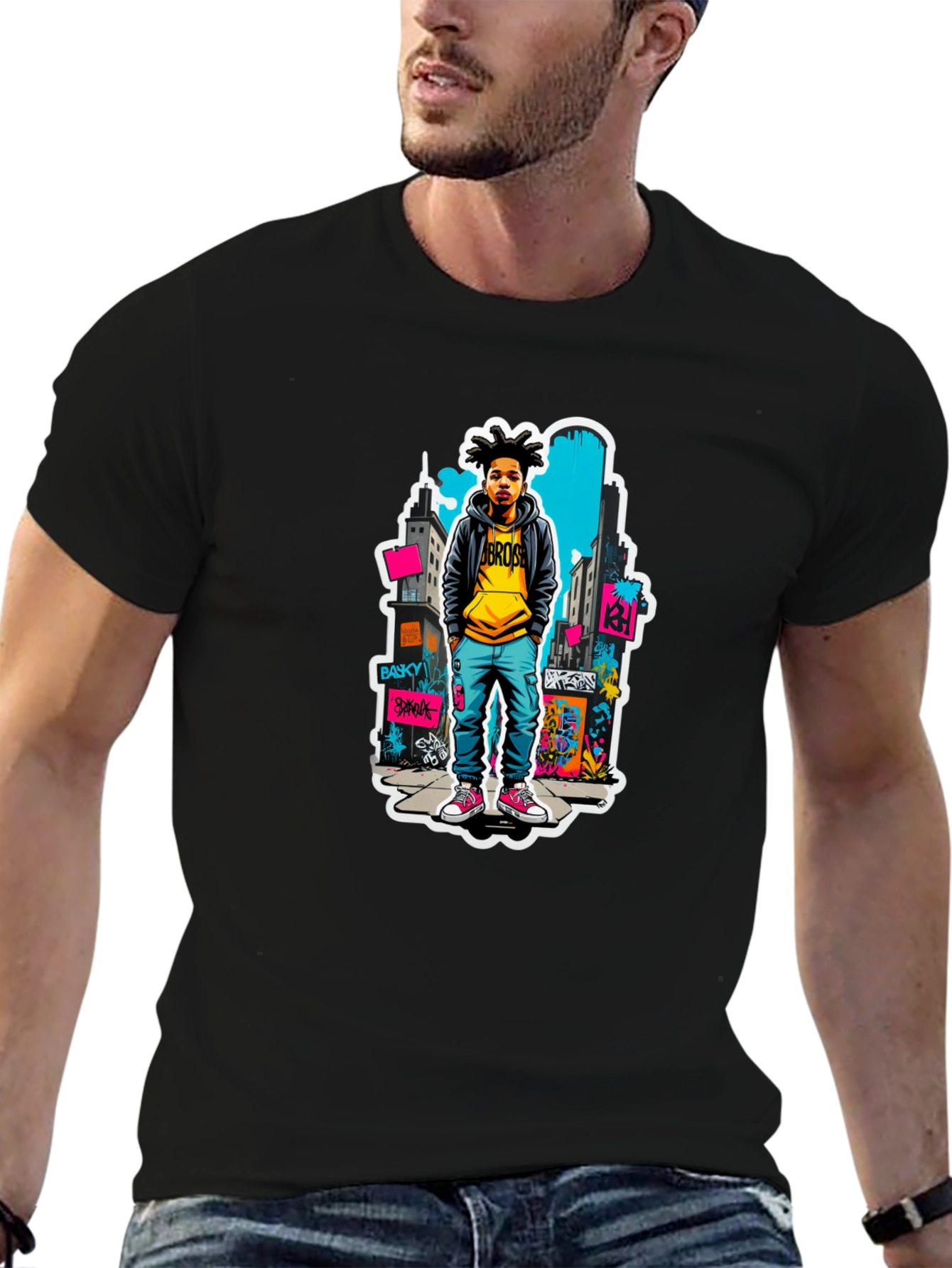 Urban Youth Graphic Tee - Black