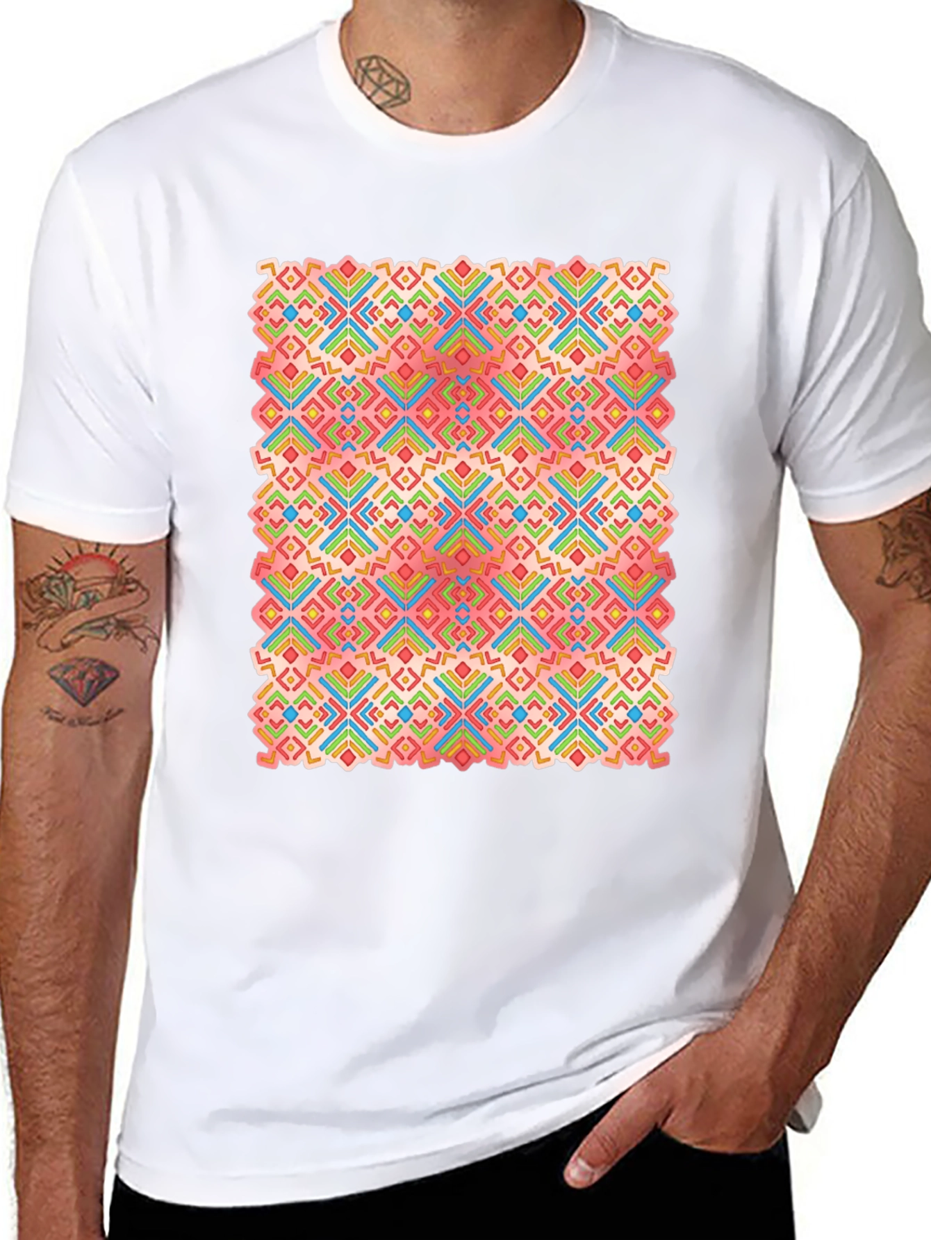 Geometric Pattern Black T-Shirt