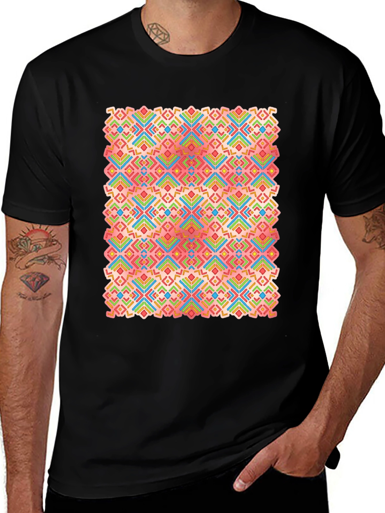 Geometric Pattern Black T-Shirt