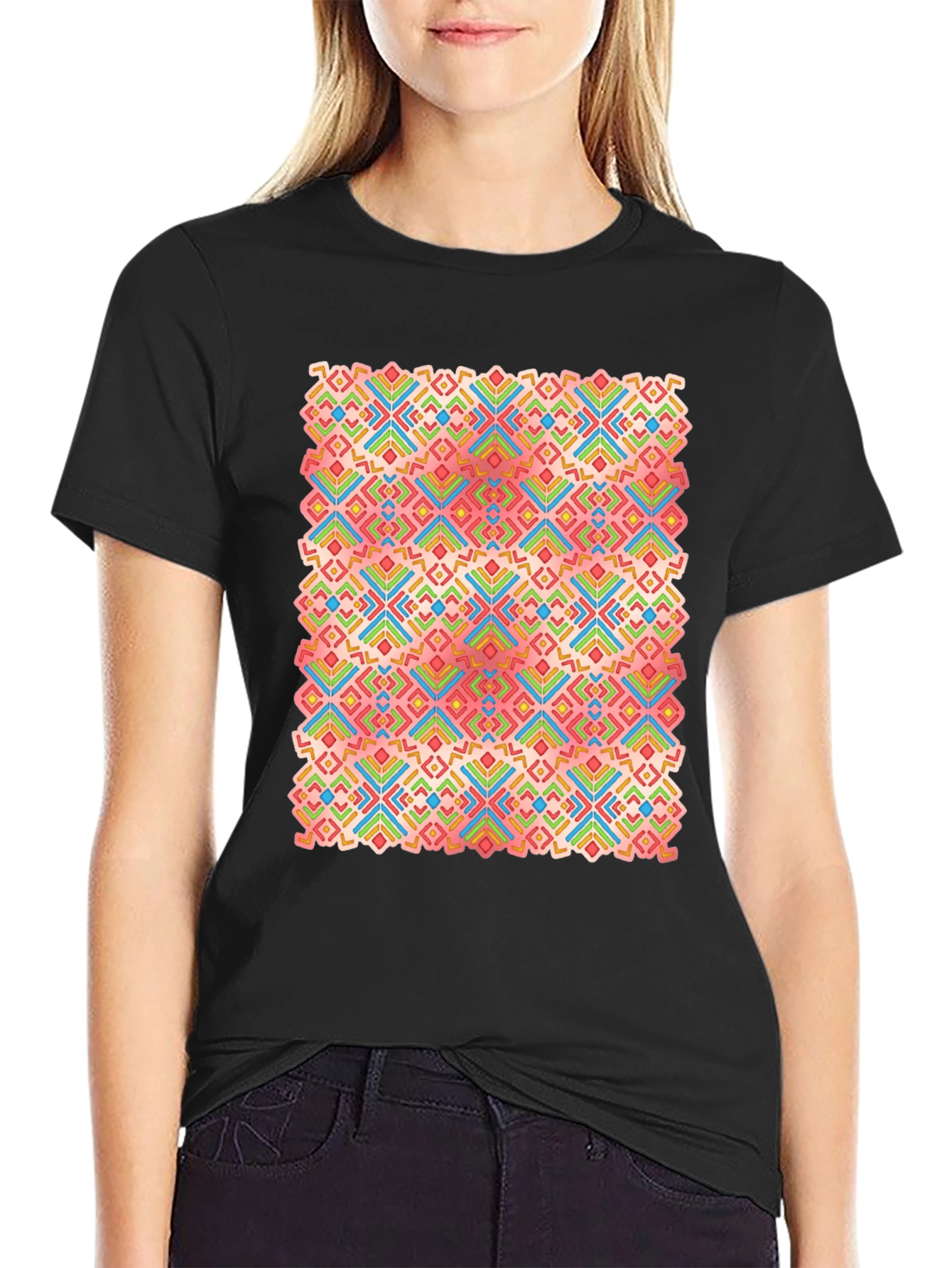 Geometric Pattern Black T-Shirt
