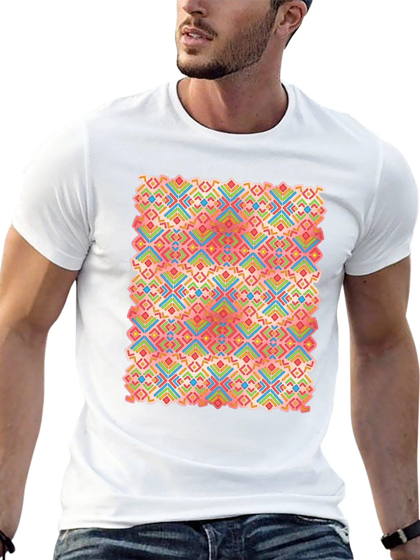 Geometric Pattern Black T-Shirt