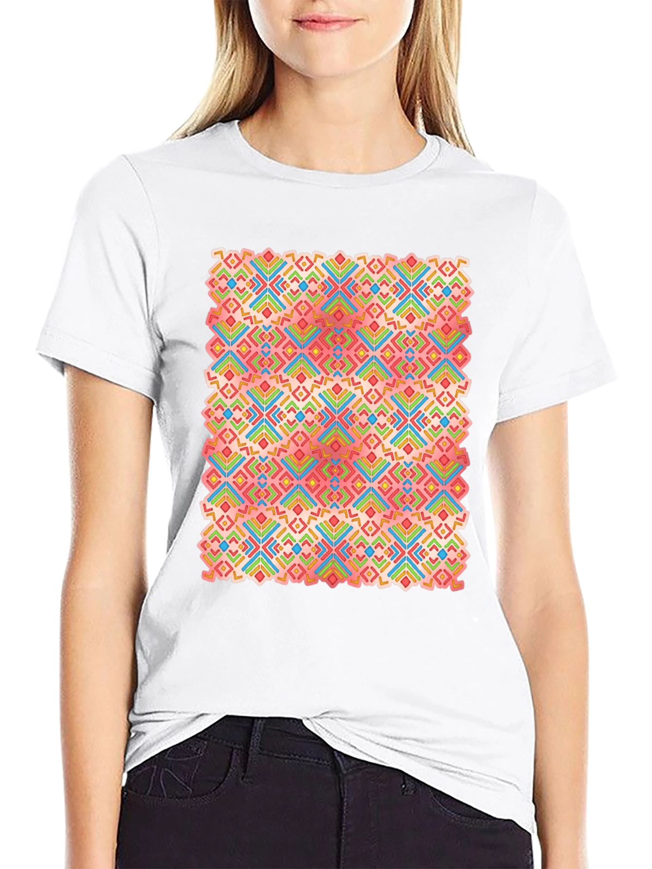 Geometric Pattern Black T-Shirt